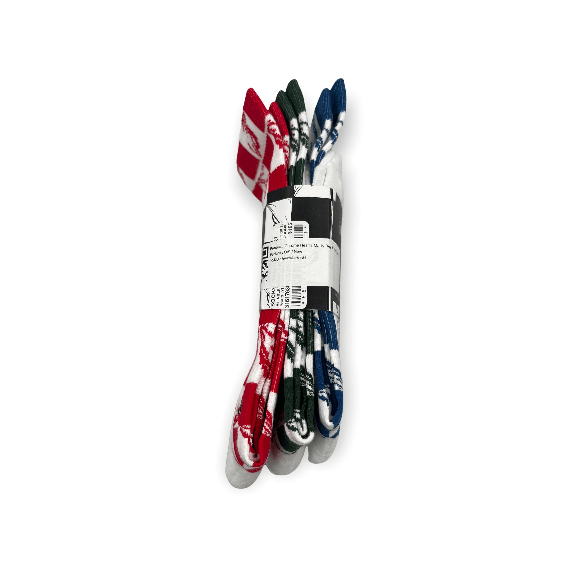 Chrome Hearts Matty Boy 99 Eyes Socks Blue White Red (3 Pack) Size ONE SIZE - 3 Thumbnail