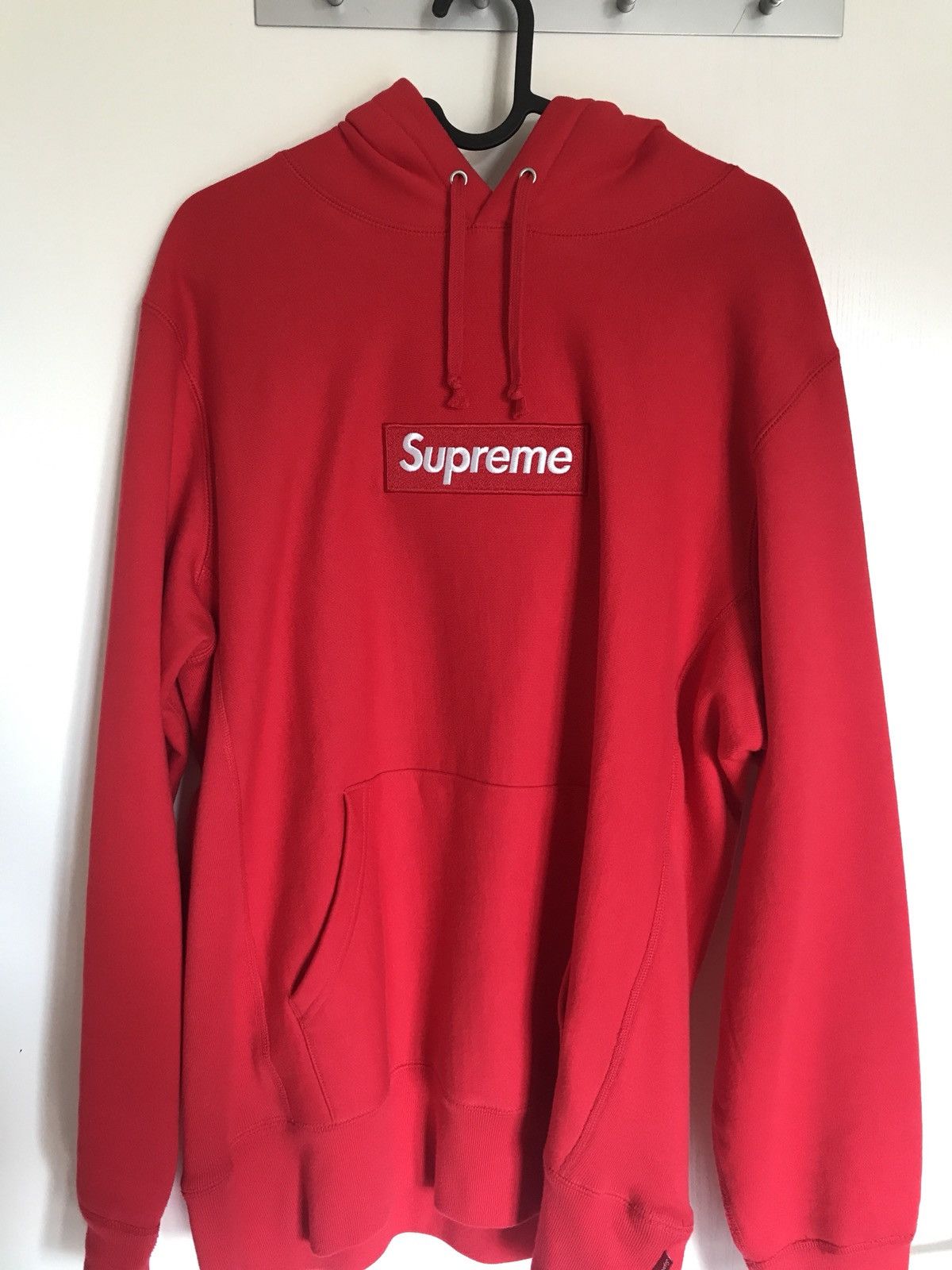 Red on red supreme box logo hoodie online