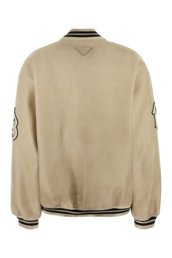 Prada Ivory Leather Bomber Jacket Size S / US 4 / IT 40 - 4 Thumbnail