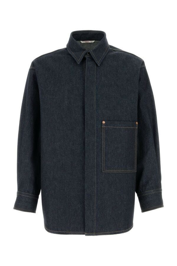 Valentino Dark Blue Denim Oversize Shirt Size US M / EU 48-50 / 2 - 3 Thumbnail