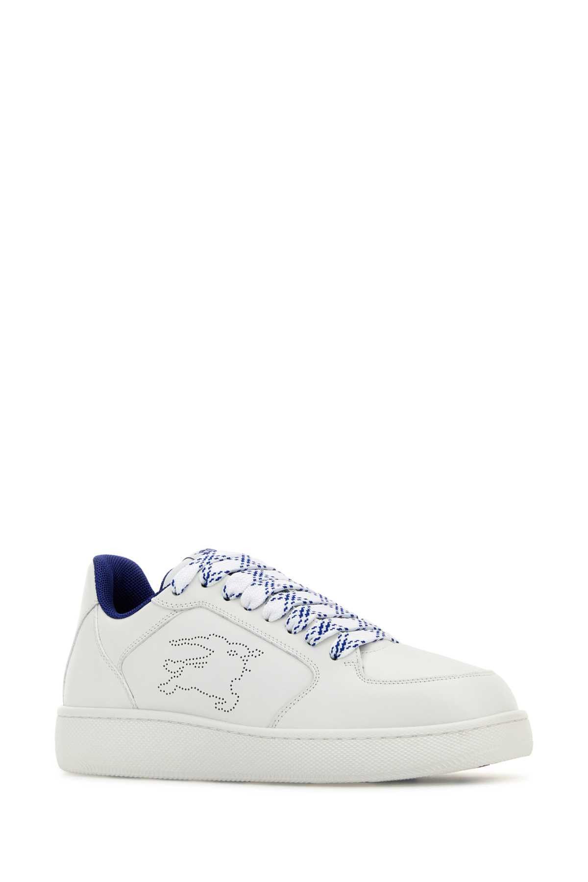 Burberry White Leather Stock Sneakers Size US 7 / IT 37 - 2 Thumbnail