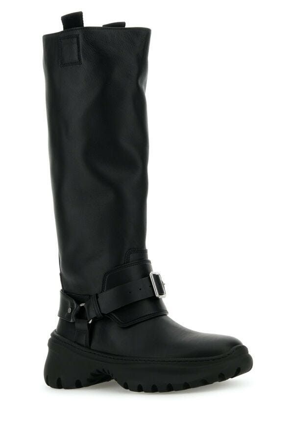 Burberry Black Leather Stomp Boots Size US 8.5 / IT 38.5 - 4 Thumbnail