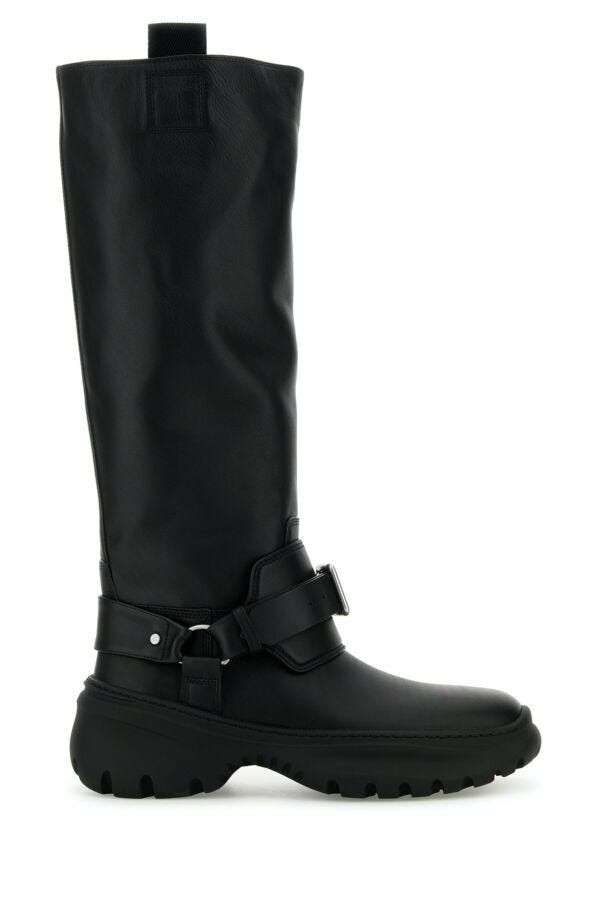 Burberry Black Leather Stomp Boots Size US 8.5 / IT 38.5 - 3 Thumbnail