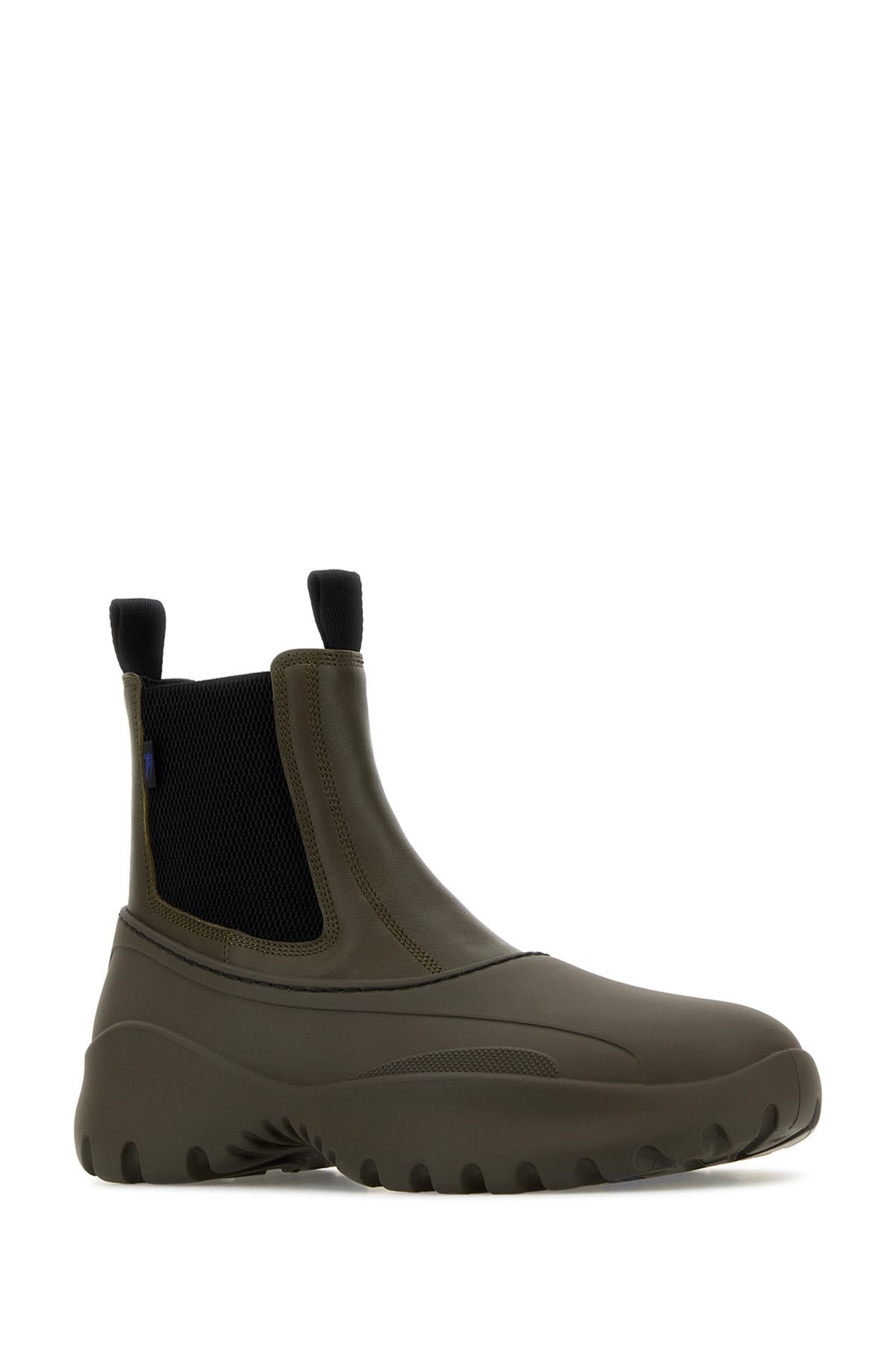 Burberry Olive Green Leather And Rubber Chelsea Scoot Ankle Boots Size US 7 / EU 40 - 2 Thumbnail