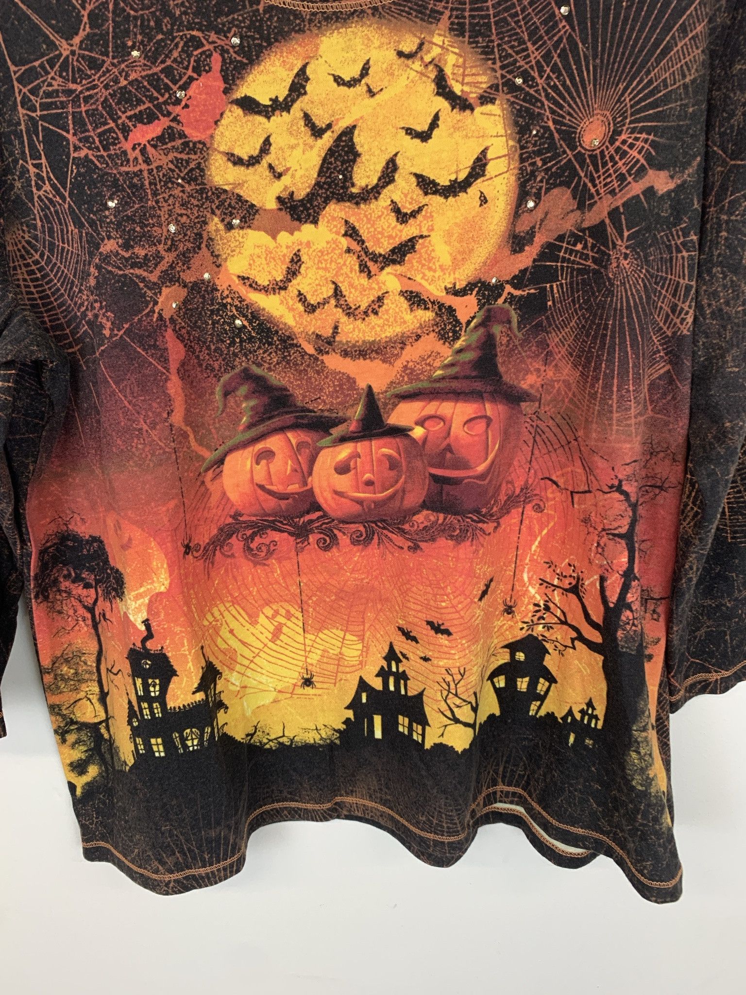 Vintage Vintage Halloween Jack O Lantern Spiderweb Rhinestone Longsleeve Size M (L) Size US M / EU 48-50 / 2 - 4 Thumbnail