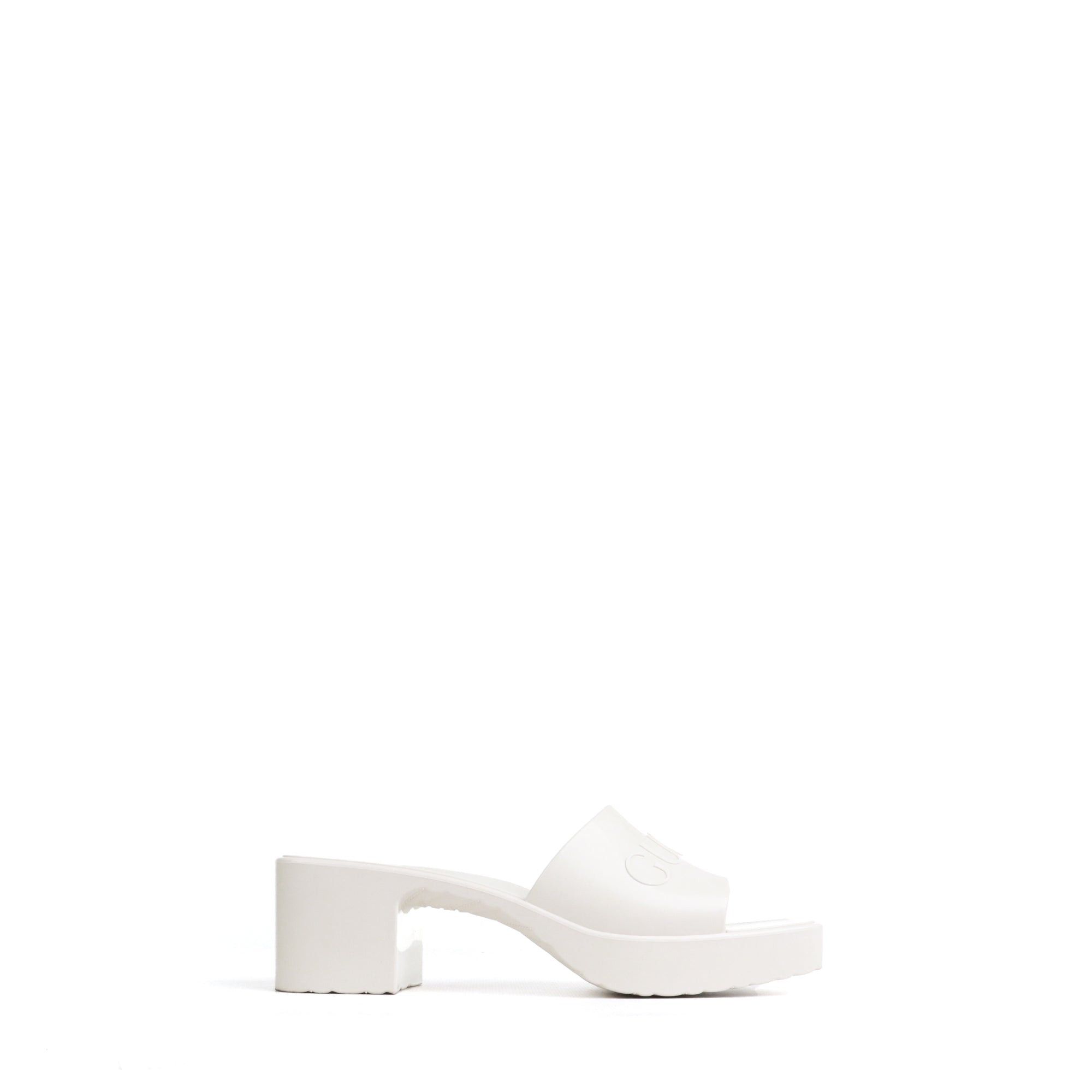 Gucci GUCCI - Gucci white rubber heeled sandals (T35) Size US 4 / IT 34 - 2 Thumbnail
