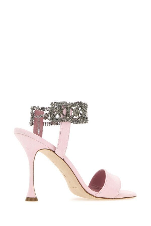 Manolo Blahnik Pastel Pink Suede Lierasan Sandals Size US 9 / IT 39 - 5 Thumbnail