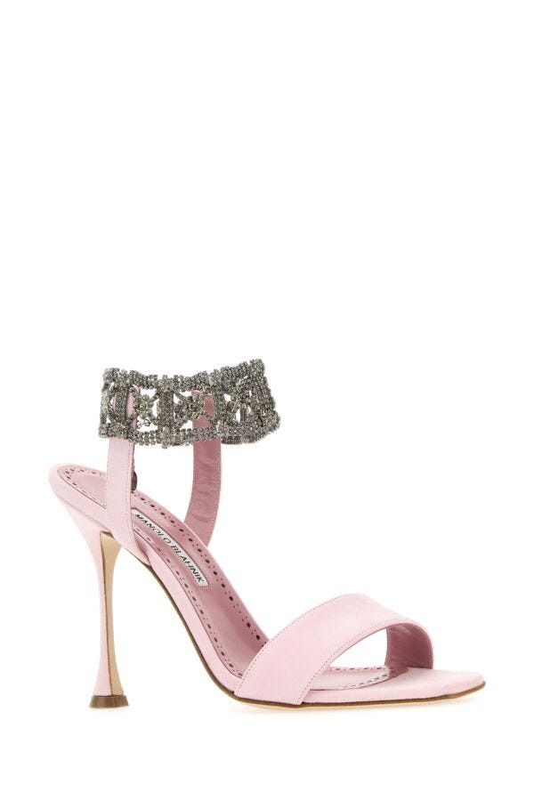 Manolo Blahnik Pastel Pink Suede Lierasan Sandals Size US 11 / IT 41 - 4 Thumbnail