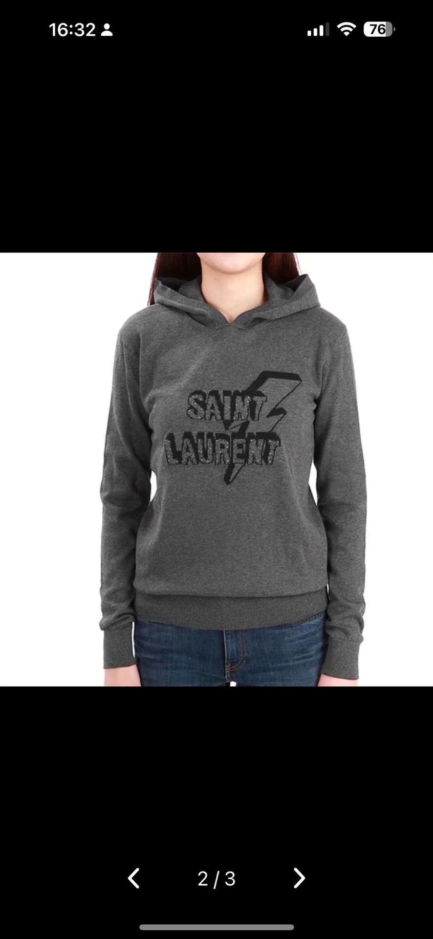 Saint Laurent Paris Saint Laurent Paris Grey logo knitted hoodie Size US S / EU 44-46 / 1 - 8 Thumbnail