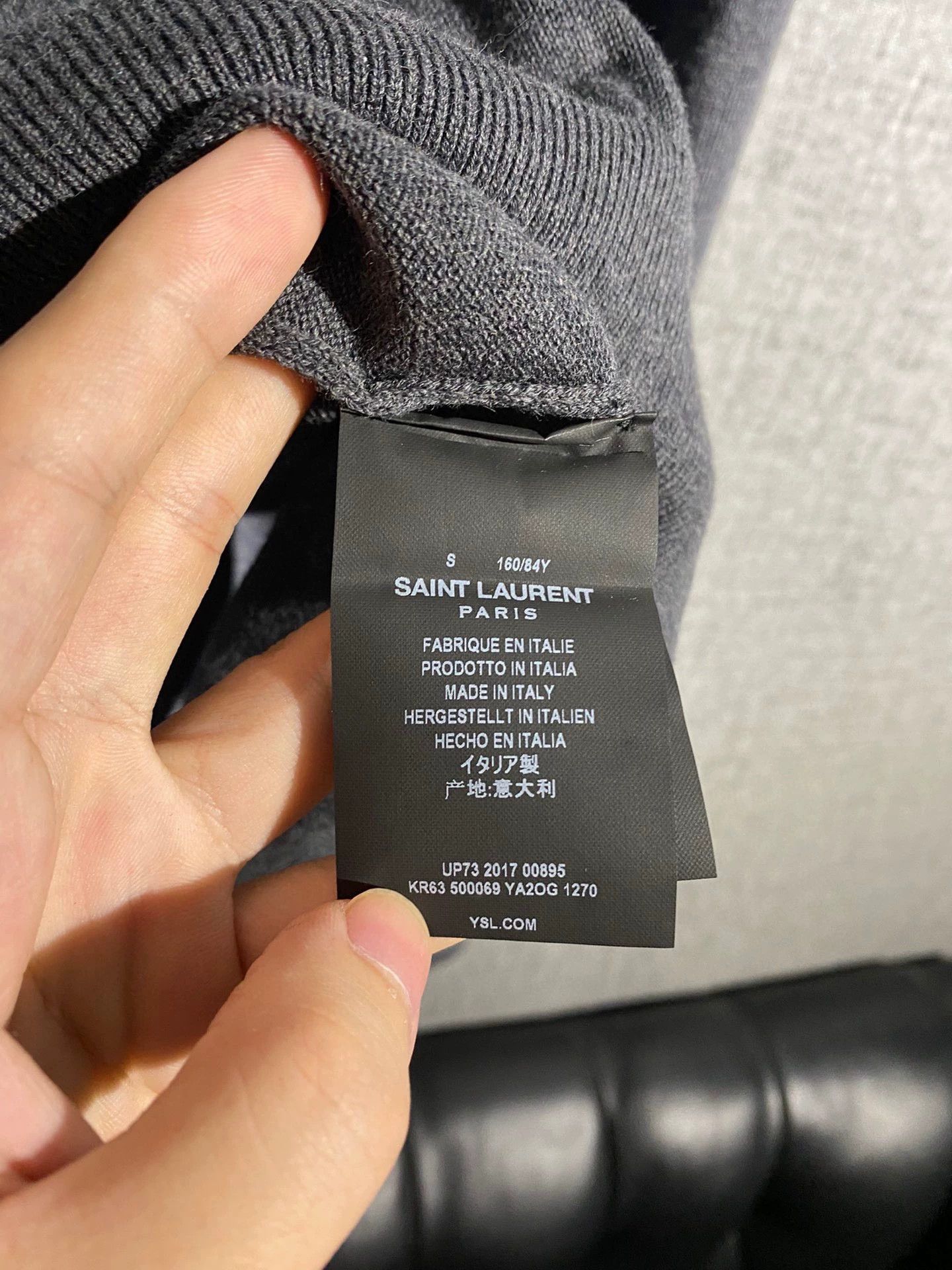 Saint Laurent Paris Saint Laurent Paris Grey logo knitted hoodie Size US S / EU 44-46 / 1 - 6 Thumbnail