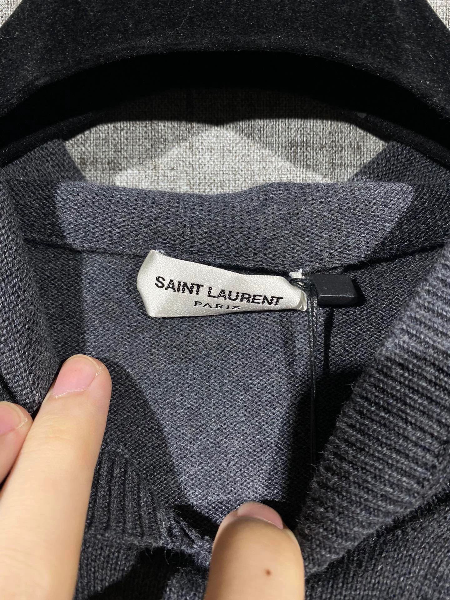 Saint Laurent Paris Saint Laurent Paris Grey logo knitted hoodie Size US S / EU 44-46 / 1 - 5 Thumbnail