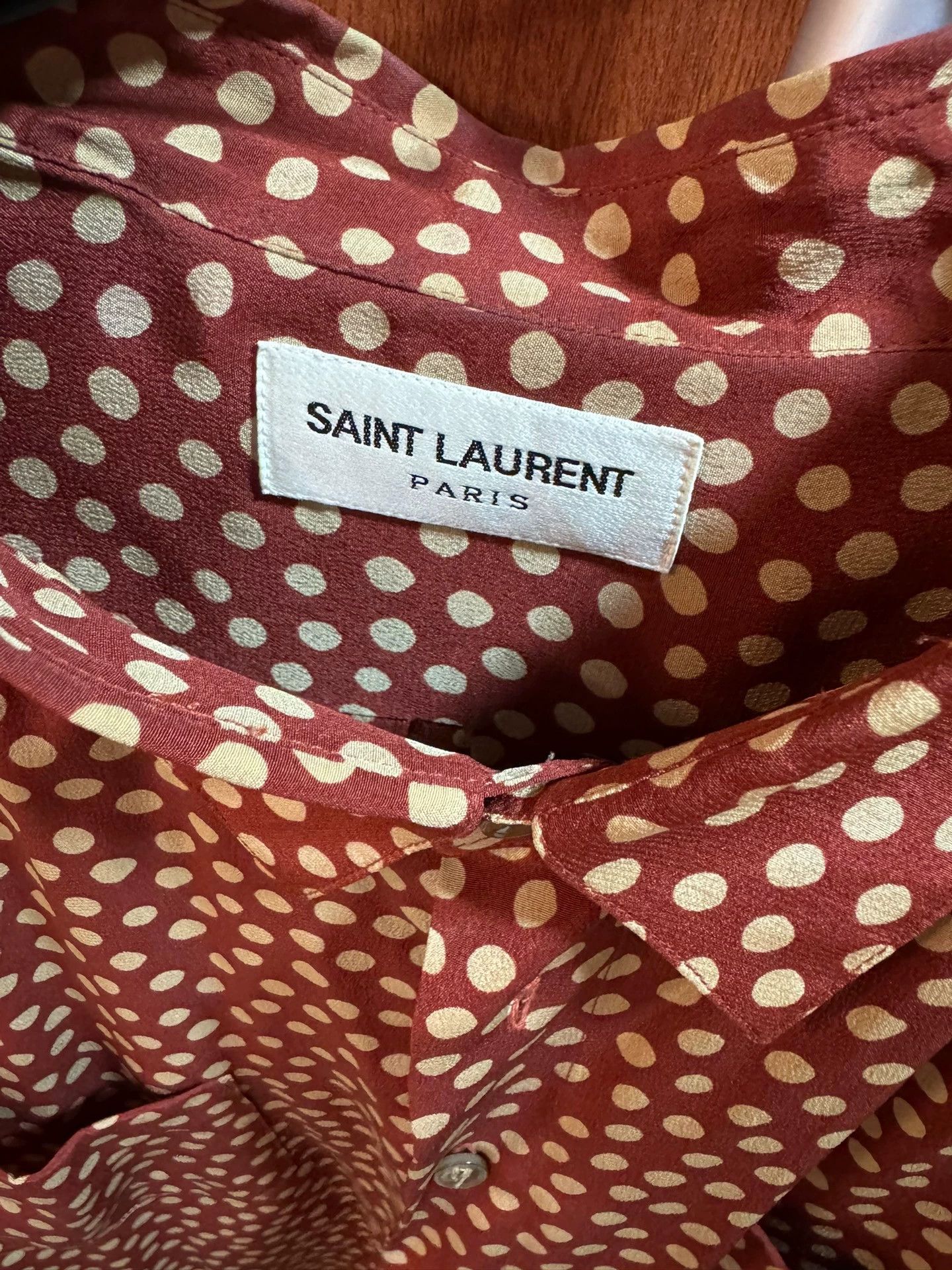 Saint Laurent Paris Saint Laurent Paris Mulberry silk polka dot shirt Size US S / EU 44-46 / 1 - 3 Thumbnail
