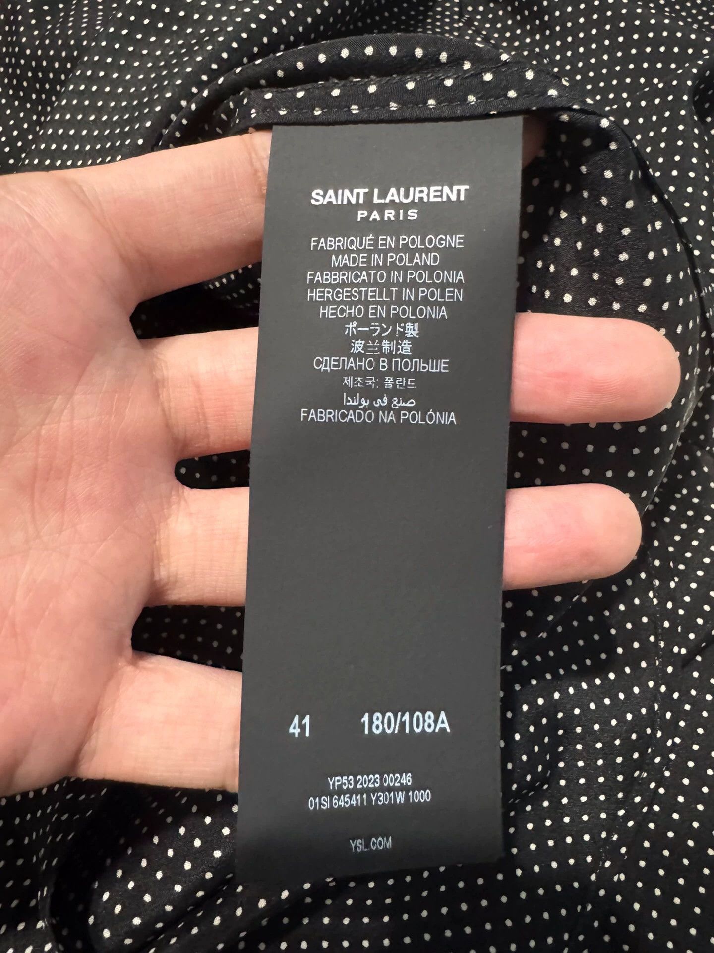Saint Laurent Paris Saint Laurent Paris Men's silk polka dot shirt Size US M / EU 48-50 / 2 - 4 Thumbnail