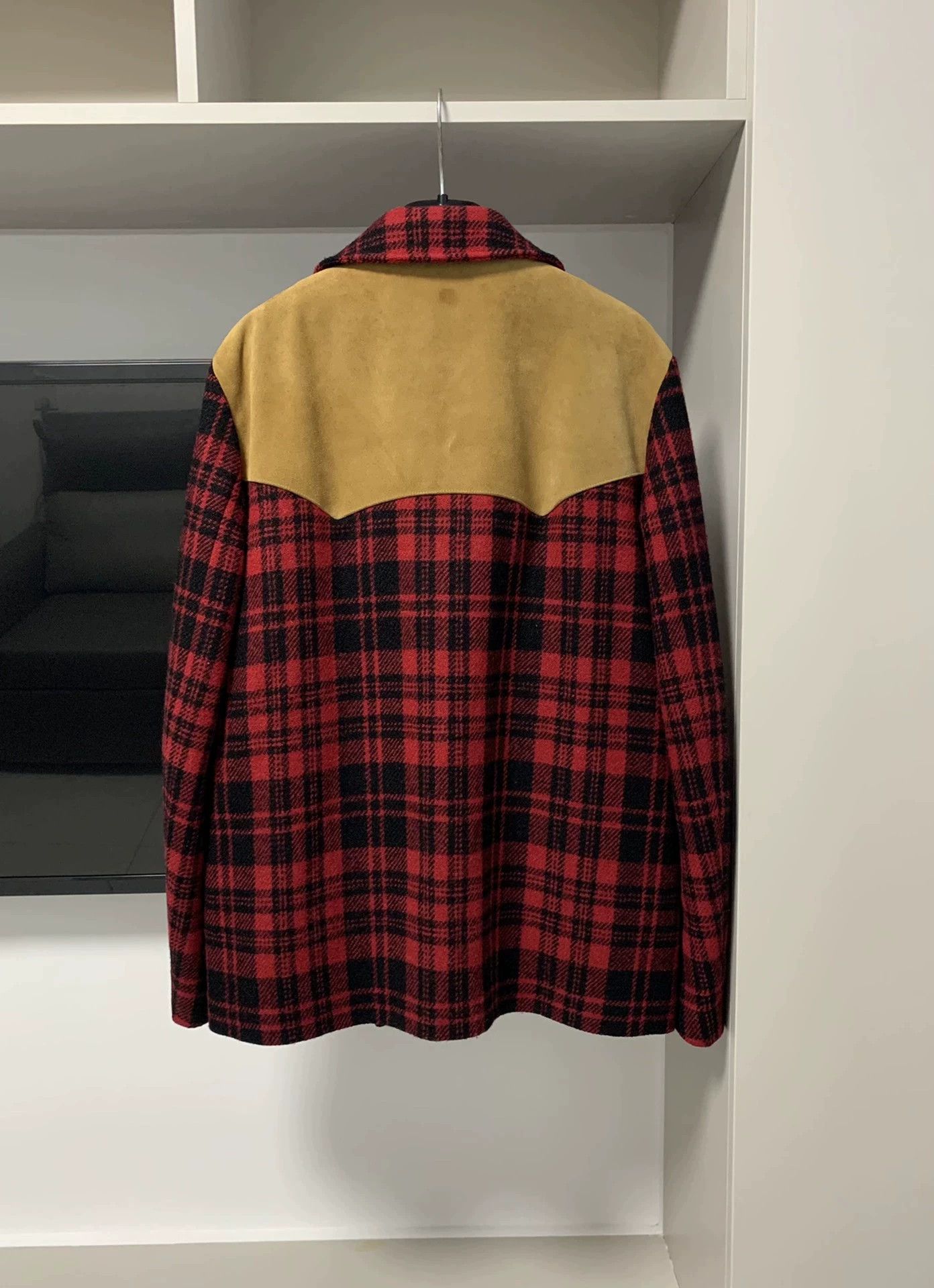 Saint Laurent Paris Saint Laurent Paris Red checkered suede coat Size US L / EU 52-54 / 3 - 2 Thumbnail