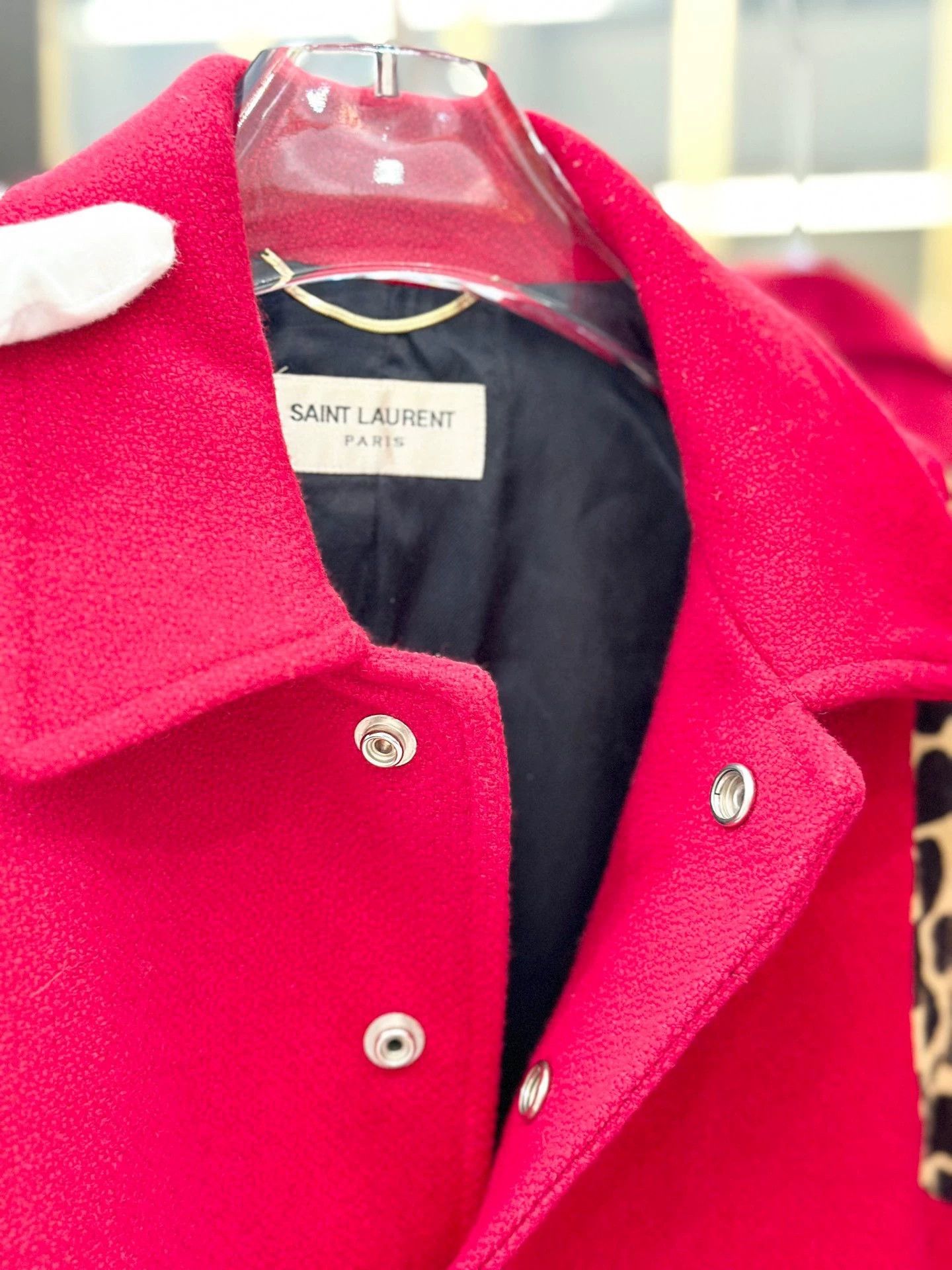 Saint Laurent Paris Saint Laurent Paris Red leopard print baseball jacket Size US XS / EU 42 / 0 - 7 Thumbnail