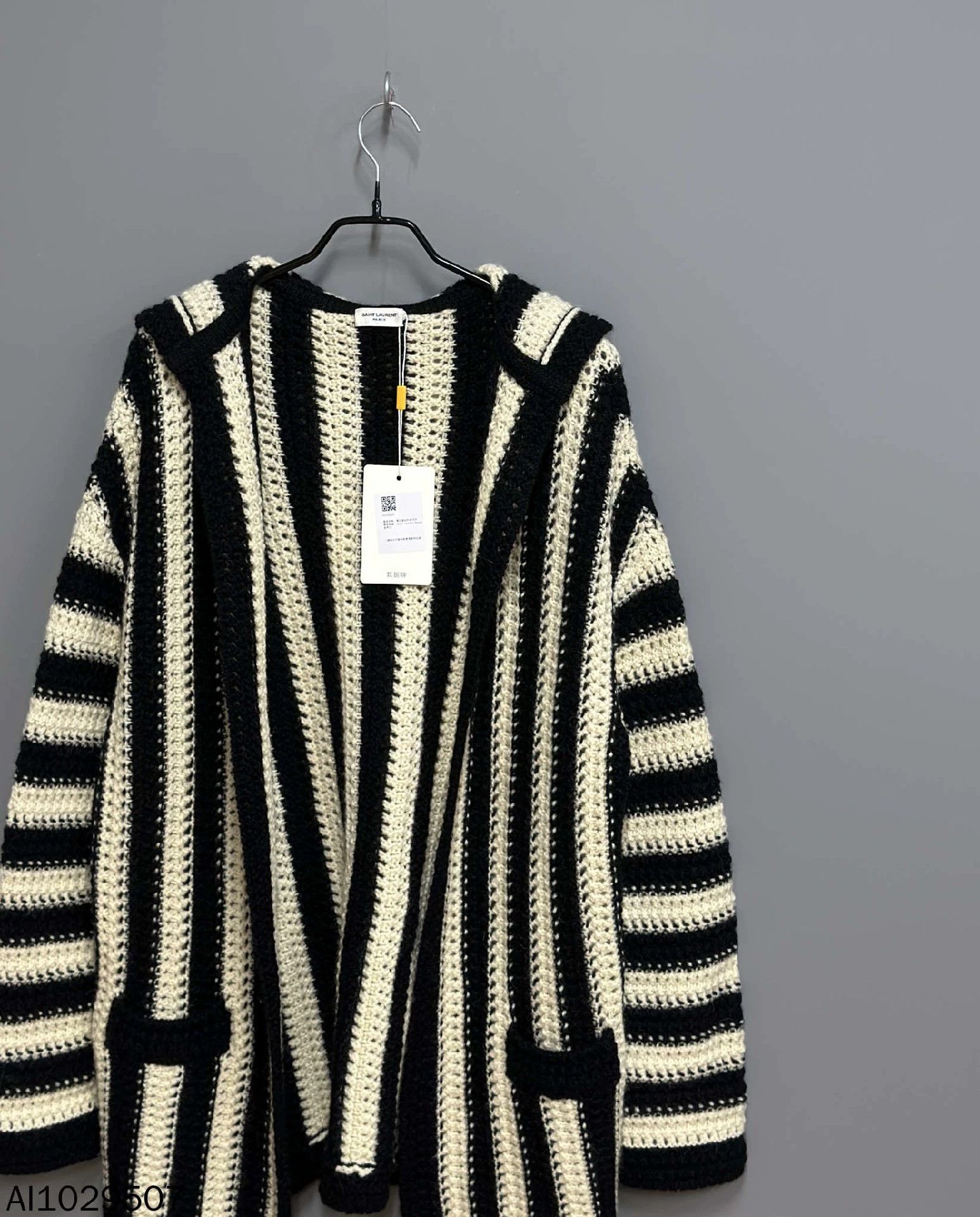 Saint Laurent Paris Saint Laurent Paris Black and white striped knitted sweater Size US S / EU 44-46 / 1 - 3 Thumbnail