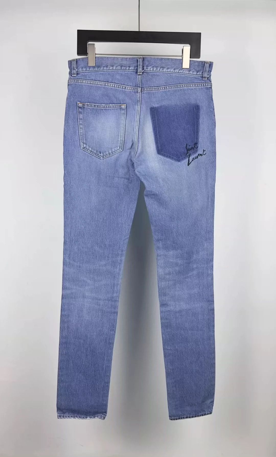 Saint Laurent Paris Saint Laurent Paris Washed blue embroidered jeans Size US 30 / EU 46 - 2 Thumbnail