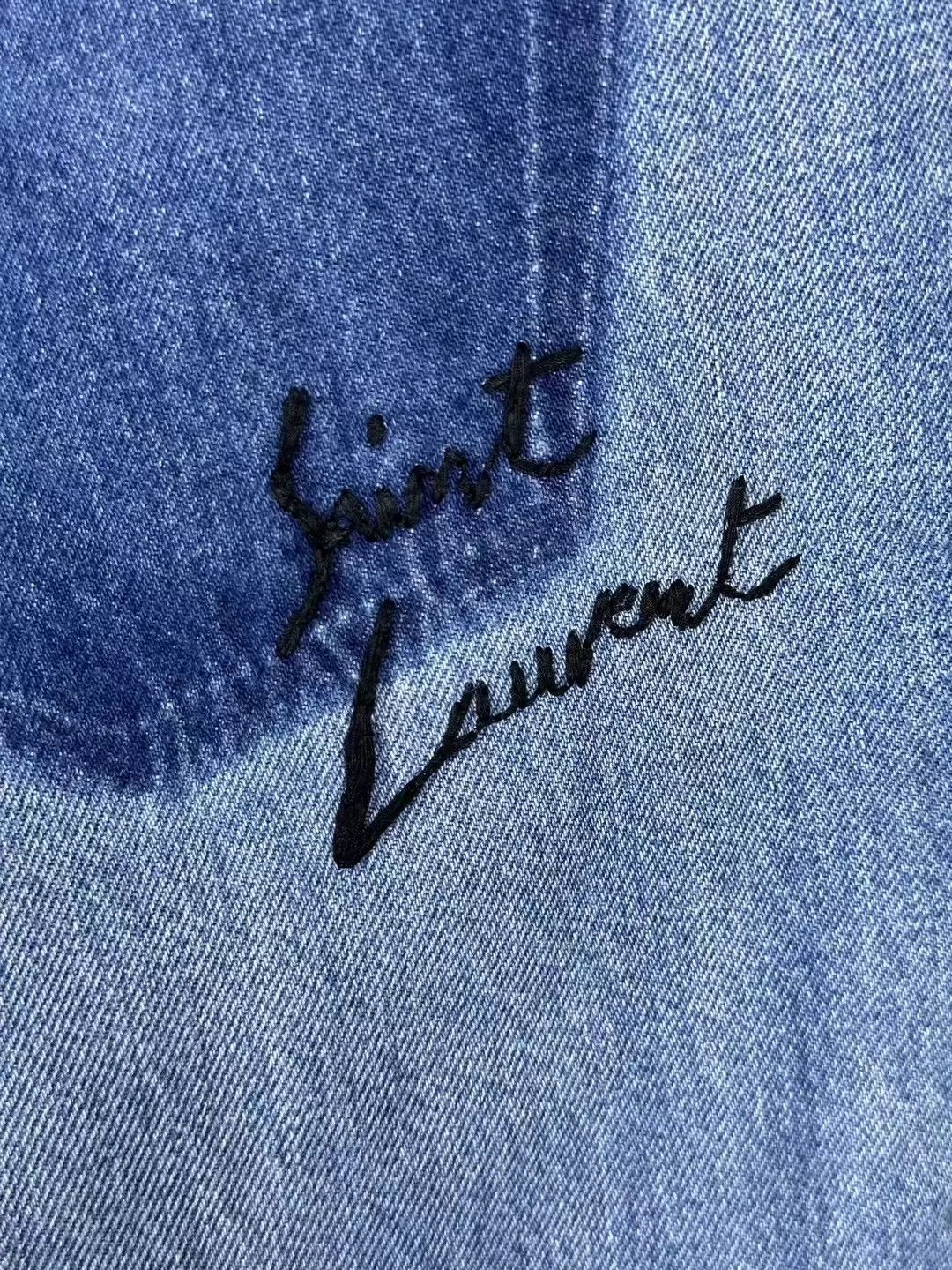 Saint Laurent Paris Saint Laurent Paris Washed blue embroidered jeans Size US 30 / EU 46 - 3 Thumbnail