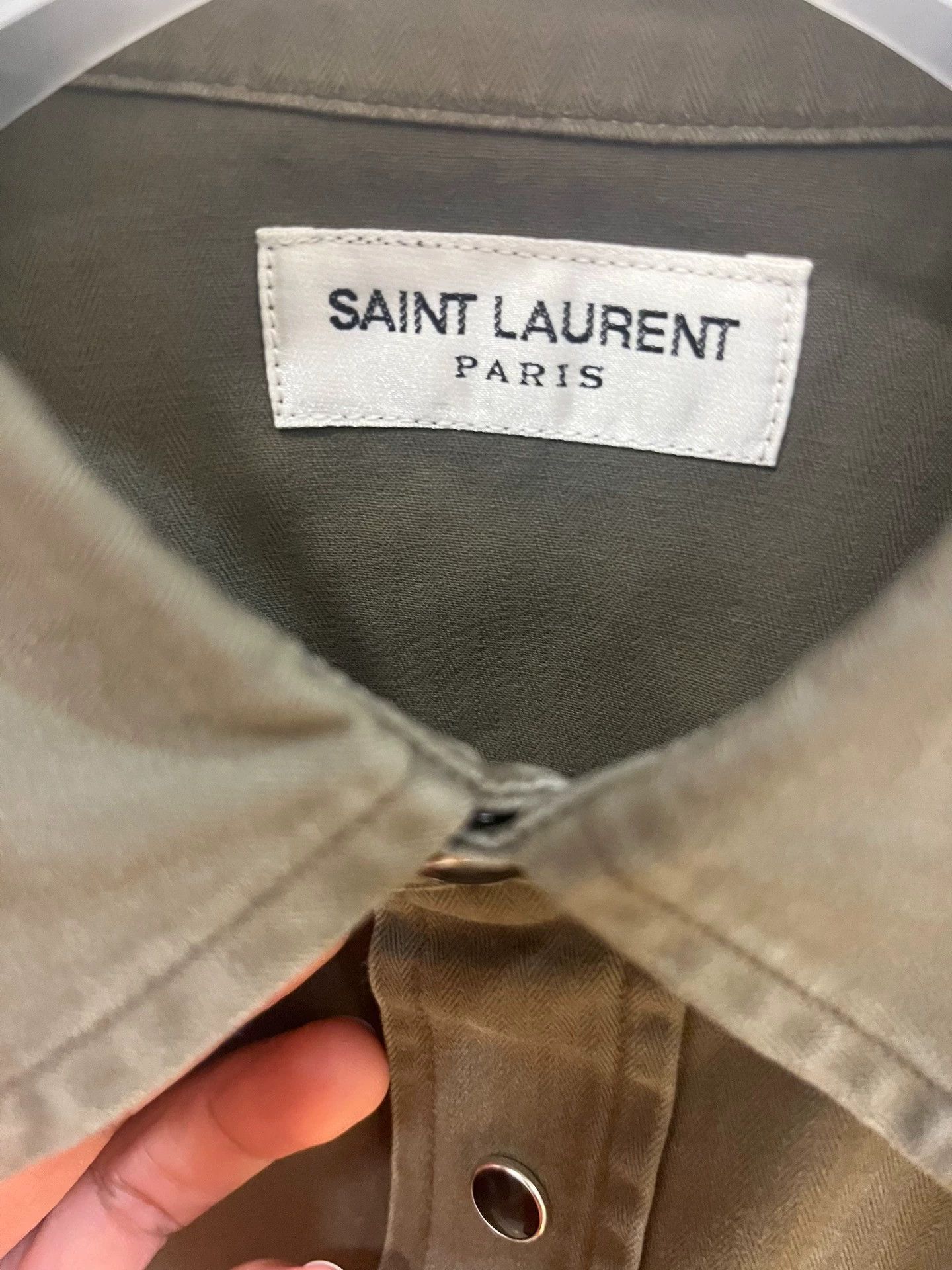 Saint Laurent Paris Saint Laurent Paris Pickled vegetable green western denim shirt Size US M / EU 48-50 / 2 - 2 Thumbnail