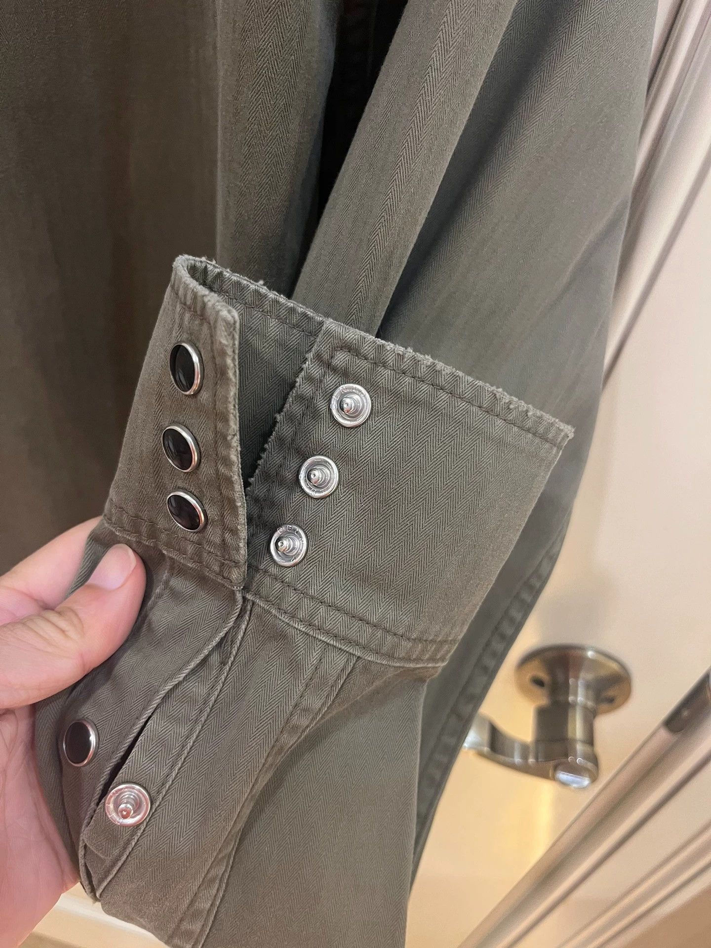 Saint Laurent Paris Saint Laurent Paris Pickled vegetable green western denim shirt Size US M / EU 48-50 / 2 - 8 Thumbnail