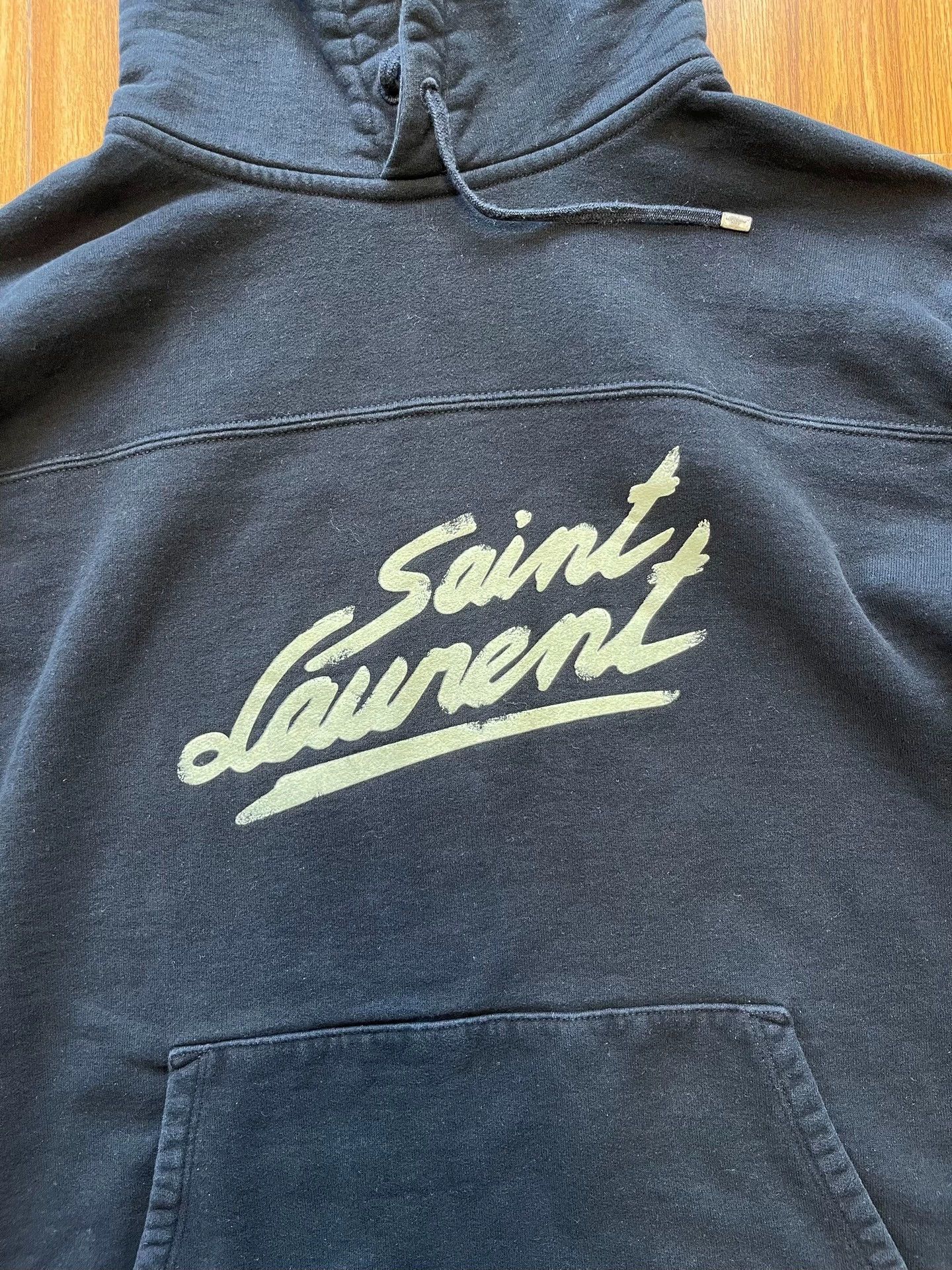 Saint Laurent Paris Saint Laurent Paris Logo hooded drawstring hoodie Size US XXL / EU 58 / 5 - 2 Thumbnail