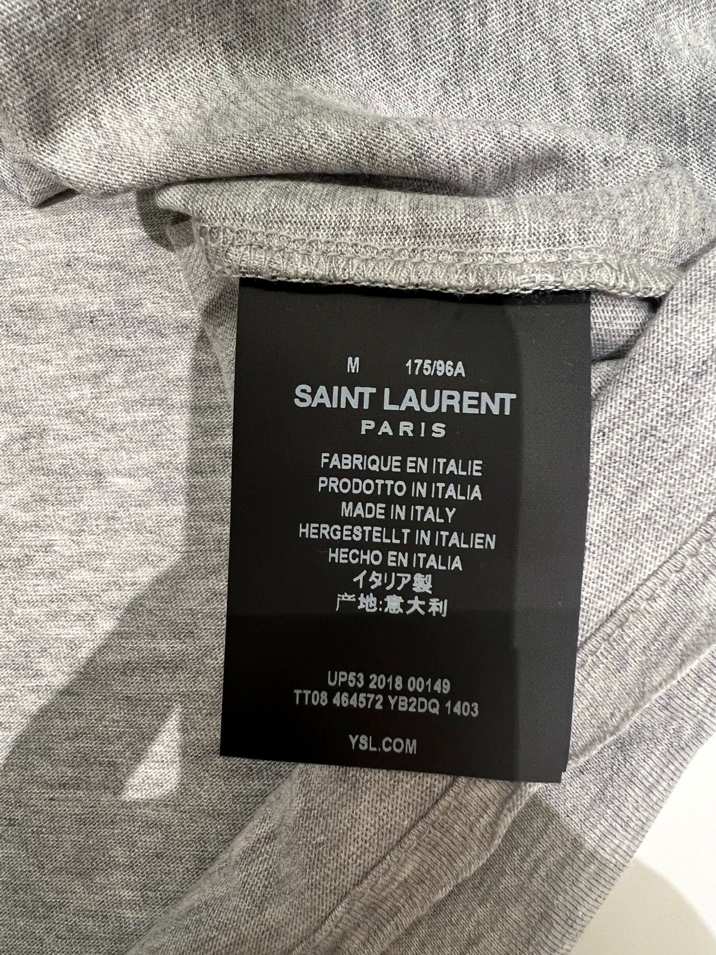 Saint Laurent Paris Saint Laurent Paris Grey basic logo short sleeved shirt Size US M / EU 48-50 / 2 - 3 Thumbnail