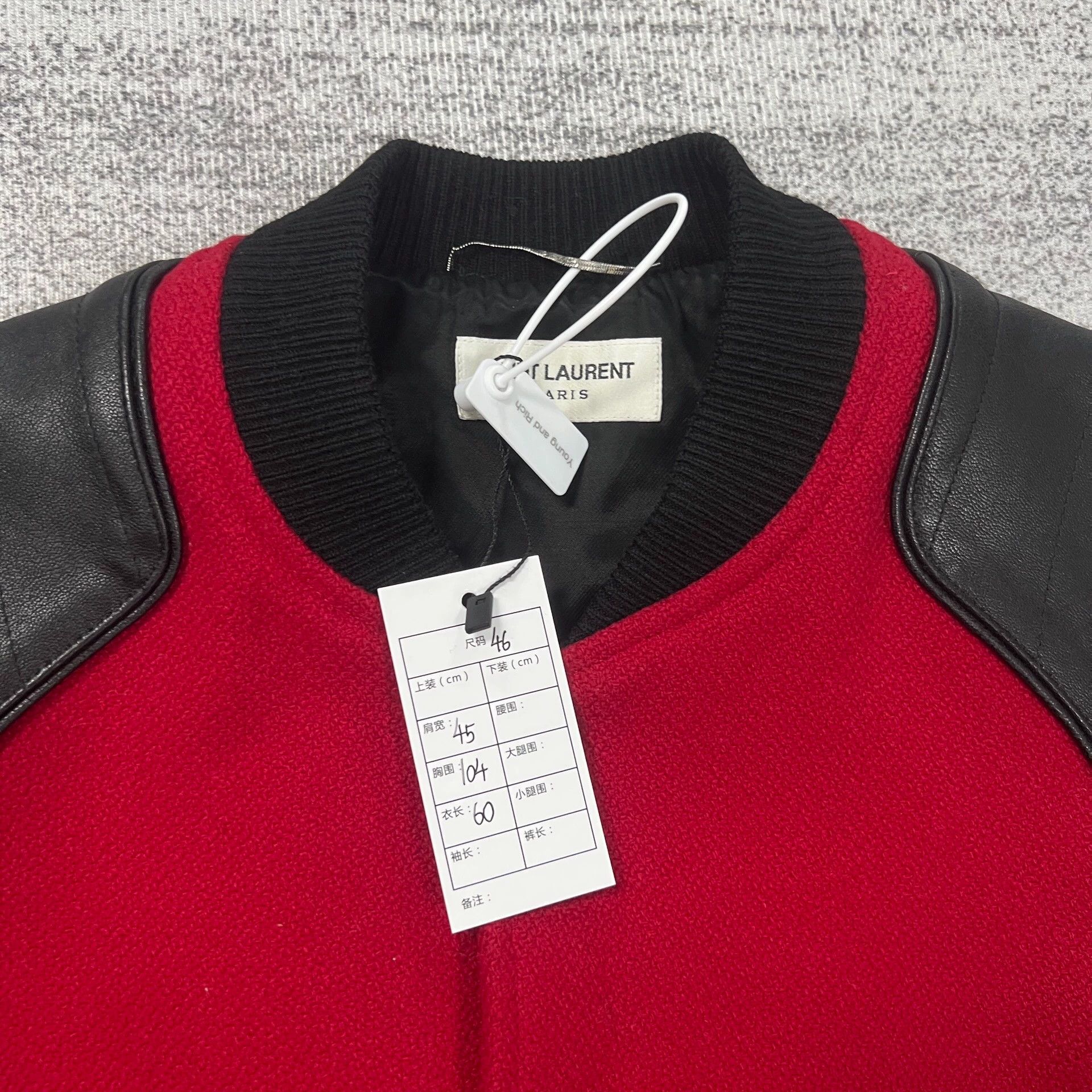 Saint Laurent Paris Saint Laurent Paris Red and black patchwork baseball jacket Size US S / EU 44-46 / 1 - 2 Thumbnail