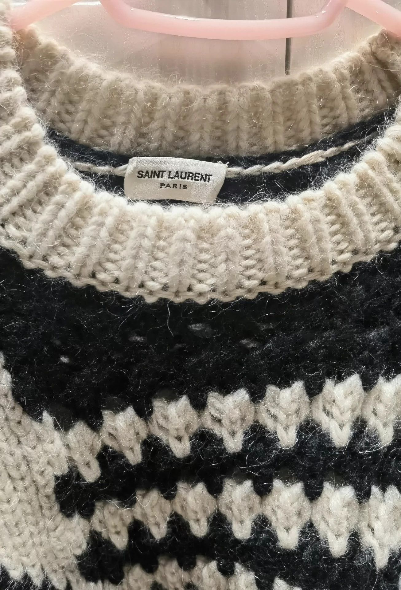 Saint Laurent Paris Saint Laurent Paris Black and white long sleeved knitted sweater Size US L / EU 52-54 / 3 - 2 Thumbnail