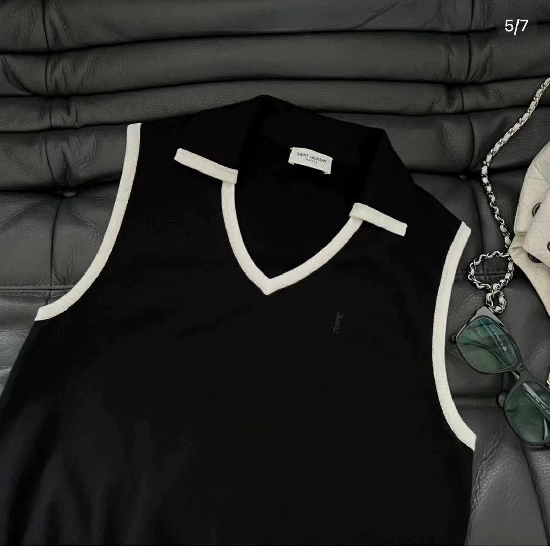 Saint Laurent Paris Saint Laurent Paris Knitted sleeveless polo shirt Size US S / EU 44-46 / 1 - 7 Thumbnail