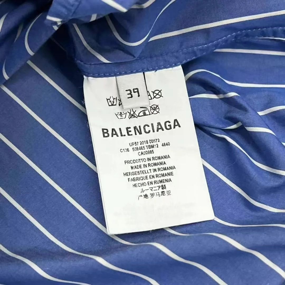 Balenciaga Balenciaga Blue Striped Long Sleeve Shirt Size US S / EU 44-46 / 1 - 6 Thumbnail