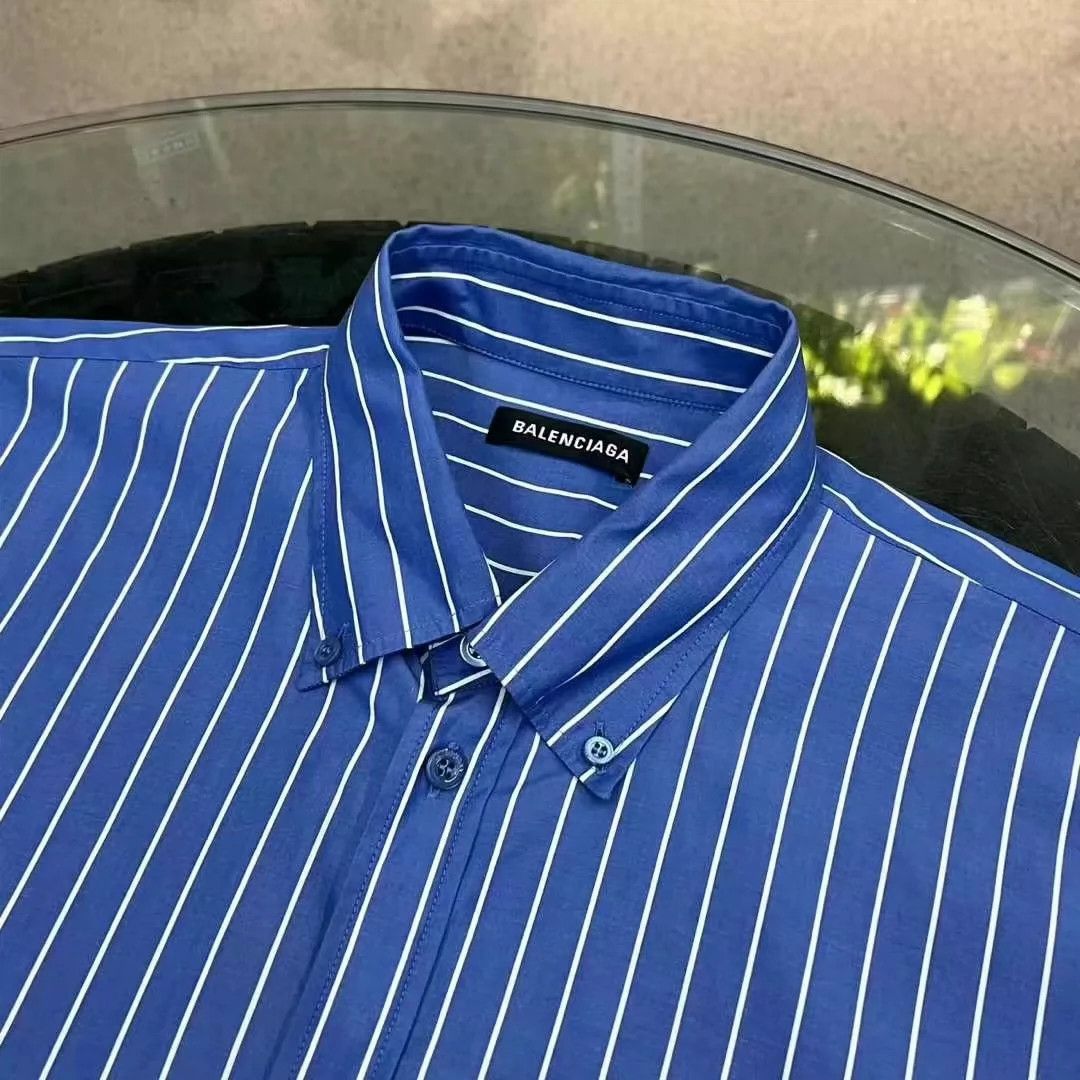 Balenciaga Balenciaga Blue Striped Long Sleeve Shirt Size US S / EU 44-46 / 1 - 3 Thumbnail