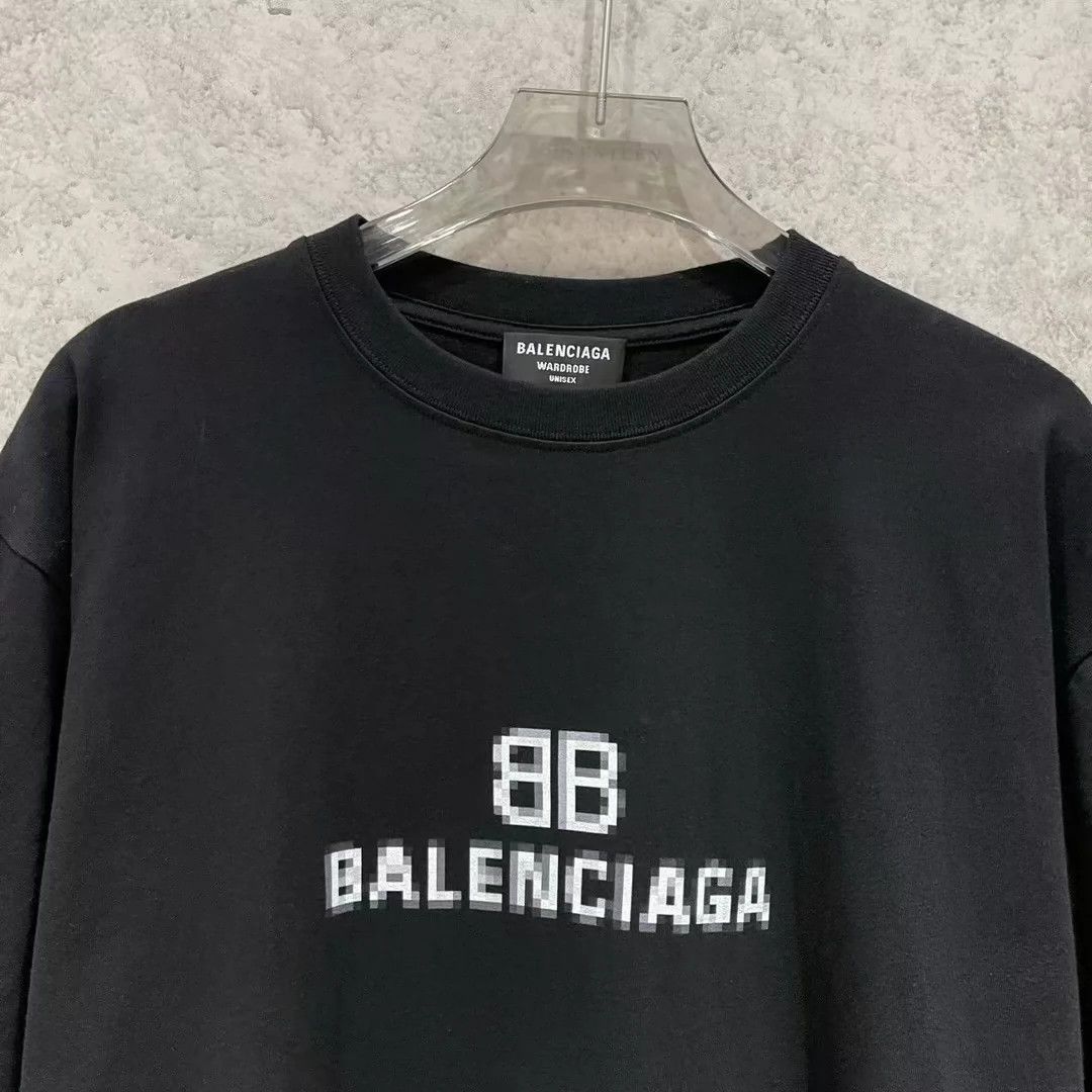 Balenciaga Balenciaga Mosaic Blurred Letter Black Short Sleeve Size US S / EU 44-46 / 1 - 2 Thumbnail