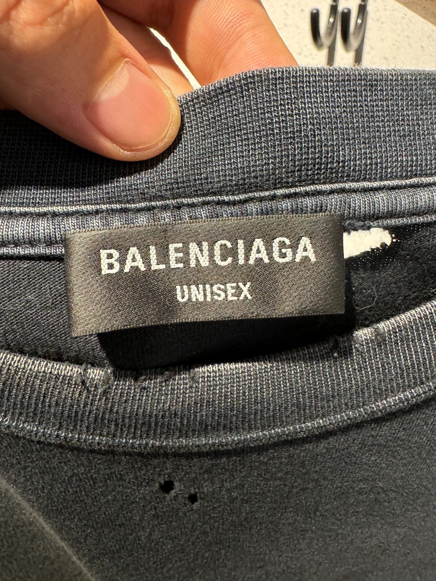 Balenciaga Balenciaga SS22 Maison Series BB Letter Logo Printed Cracks Wear and Tear, Hole Making, Old Washing Retro Loose Round Neck Short Sleeve Size US S / EU 44-46 / 1 - 3 Thumbnail
