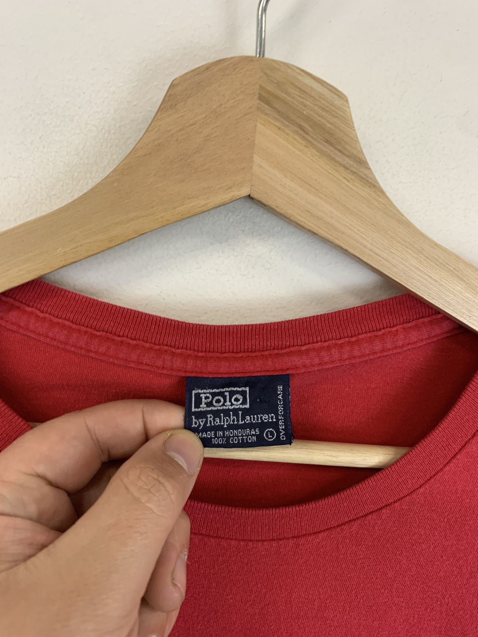 Polo Ralph Lauren Vintage 1990s Single Stitch Polo Ralph Lauren Pocket Horse Red Tee Size L Size US L / EU 52-54 / 3 - 2 Thumbnail