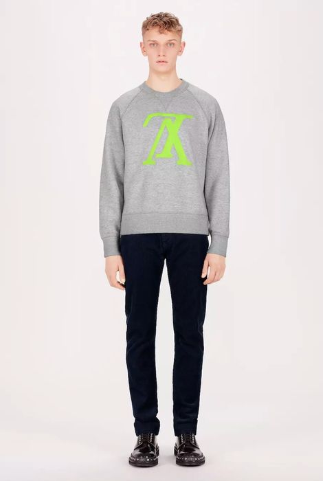 Louis Vuitton Upside Down LV Logo Grey Neon Green Sweatshirt