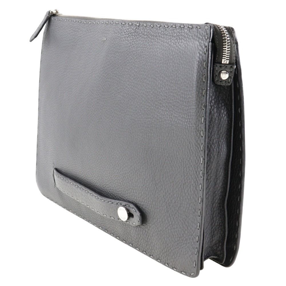 Fendi Selleria Grey Leather Clutch Bag (Pre-Owned) Size ONE SIZE - 3 Thumbnail