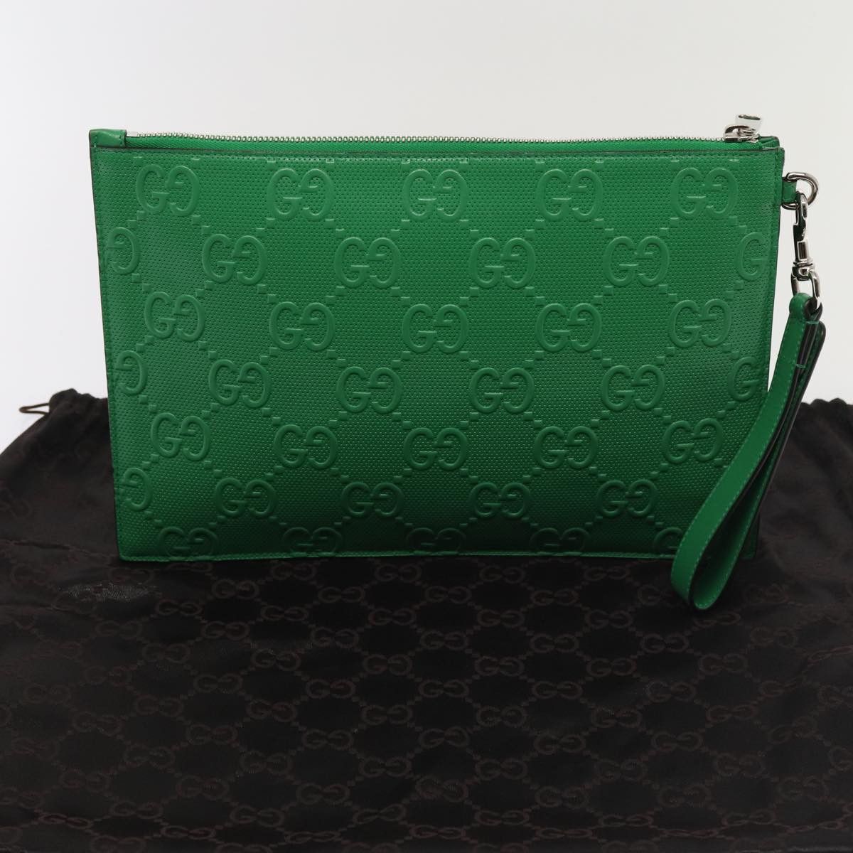 Gucci Gg Embossé Green Leather Clutch Bag (Pre-Owned) Size ONE SIZE - 7 Thumbnail