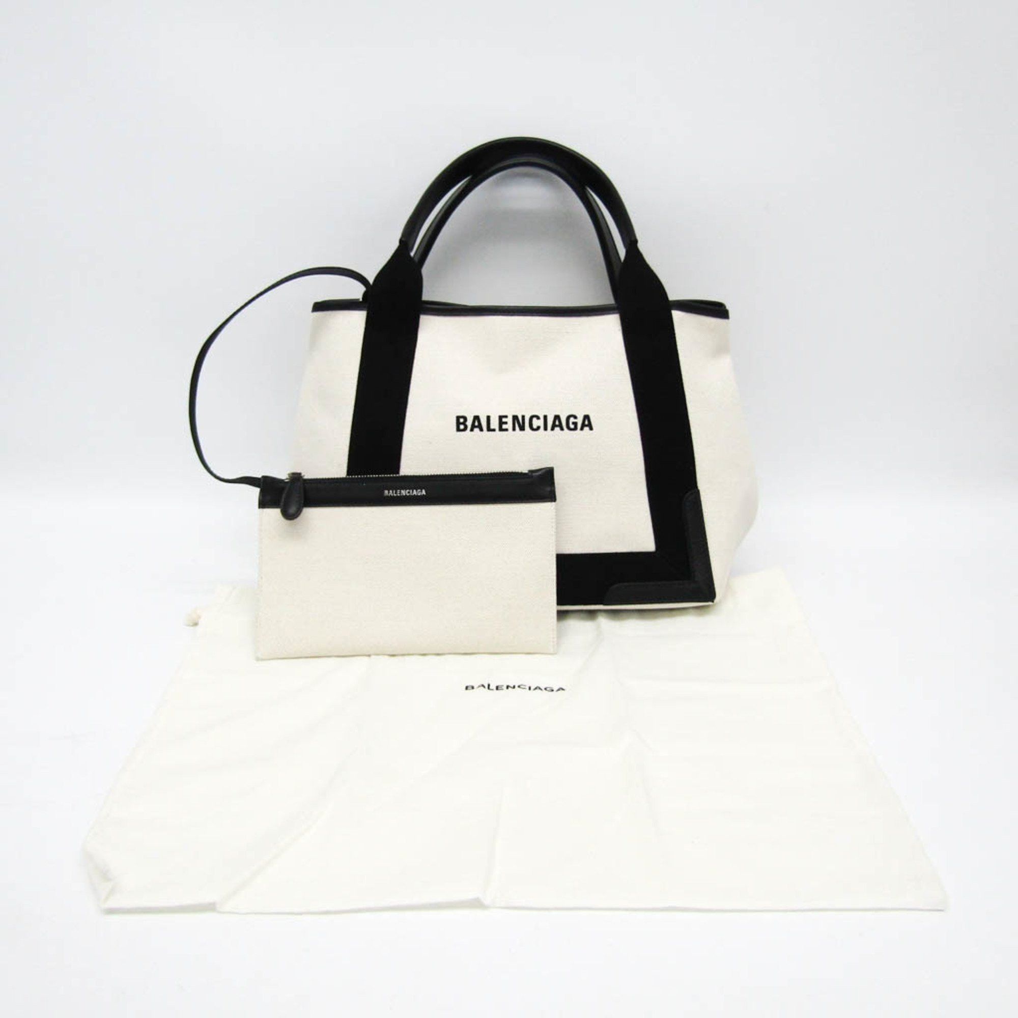 Balenciaga Navy Cabas White Canvas Handbag (Pre-Owned) Size ONE SIZE - 7 Thumbnail