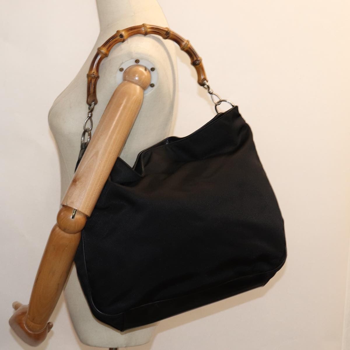 Gucci Bamboo Black Synthetic Shoulder Bag (Pre-Owned) Size ONE SIZE - 7 Thumbnail