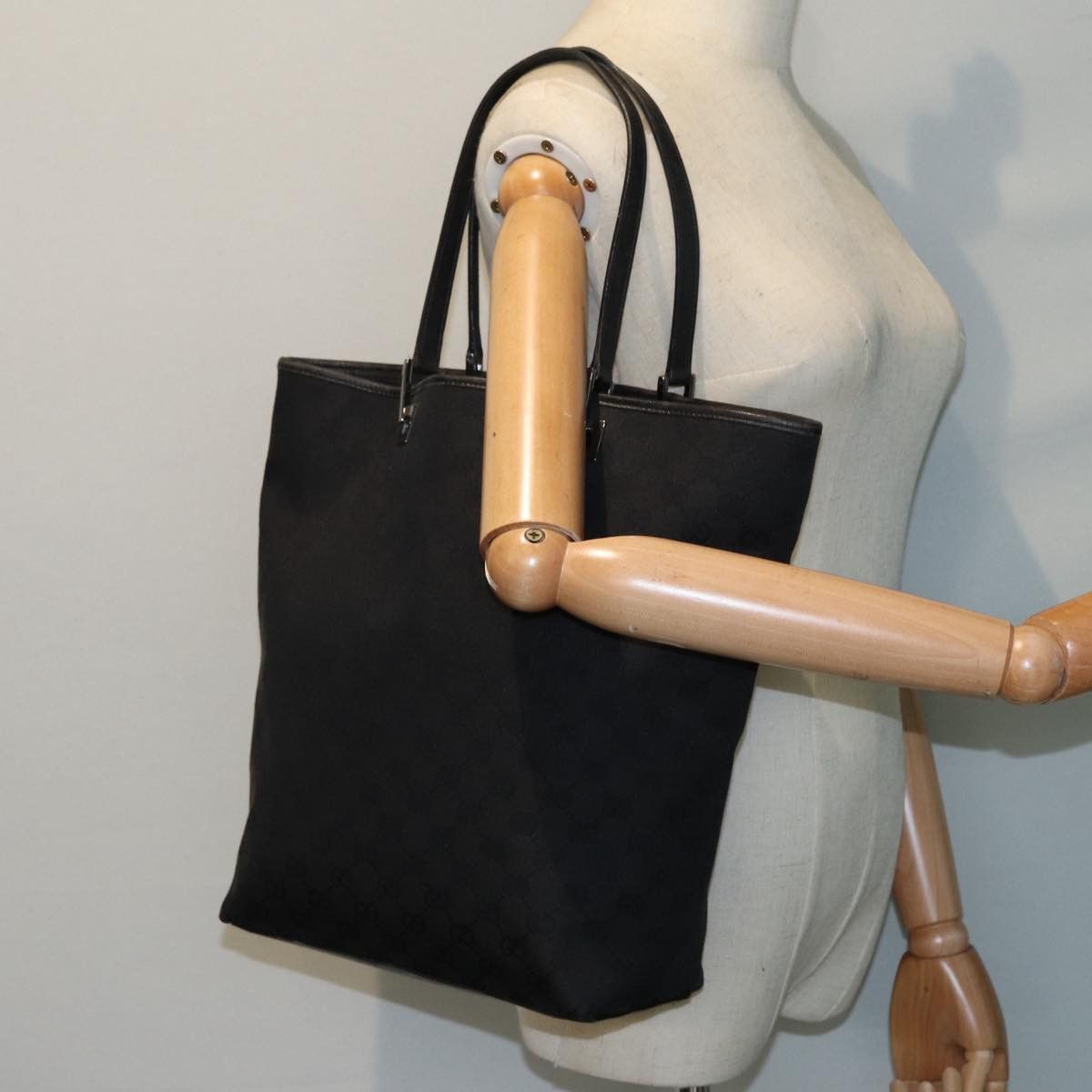 Gucci Gg Canvas Black Canvas Tote Bag (Pre-Owned) Size ONE SIZE - 7 Thumbnail