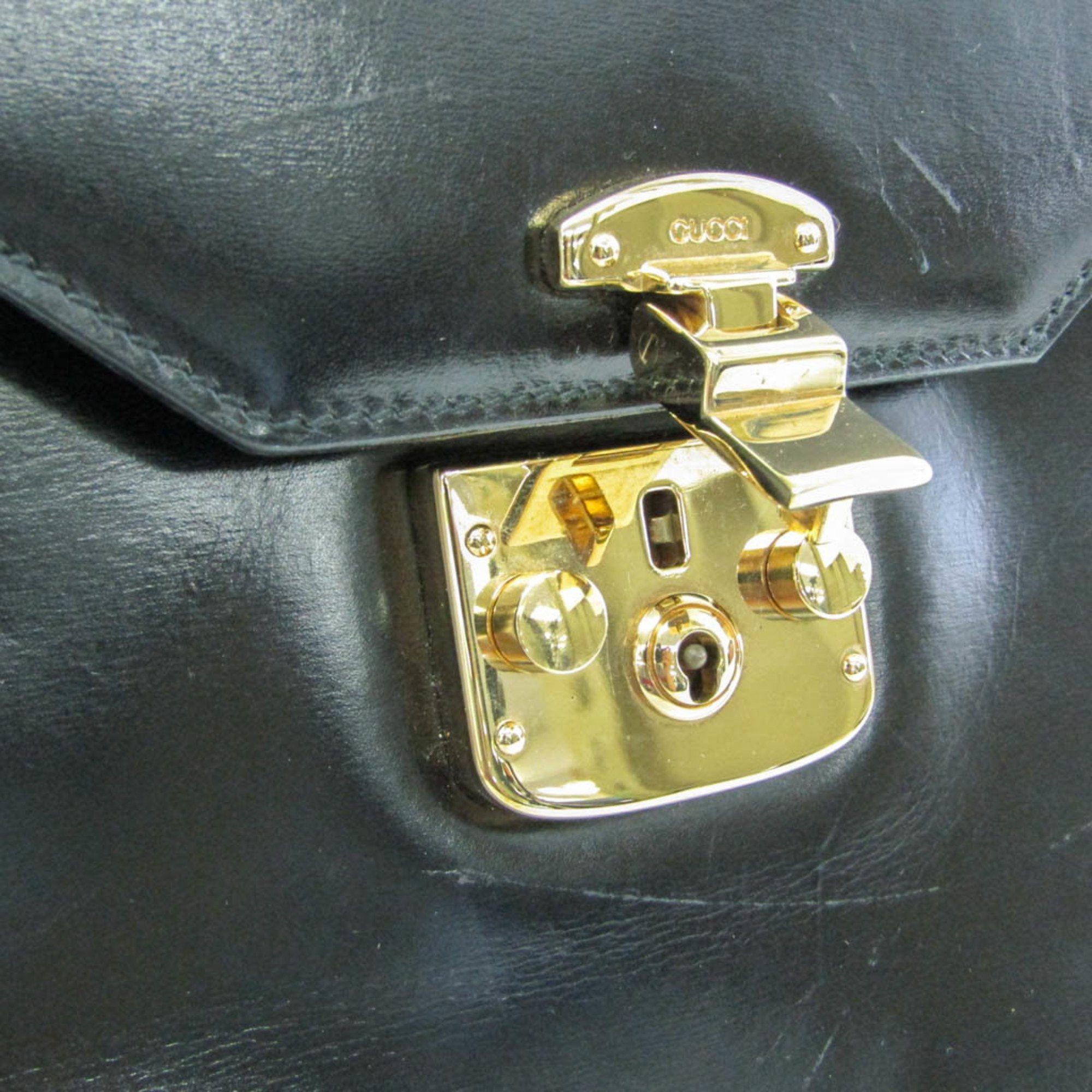Gucci Old Black Leather Handbag (Pre-Owned) Size ONE SIZE - 10 Thumbnail