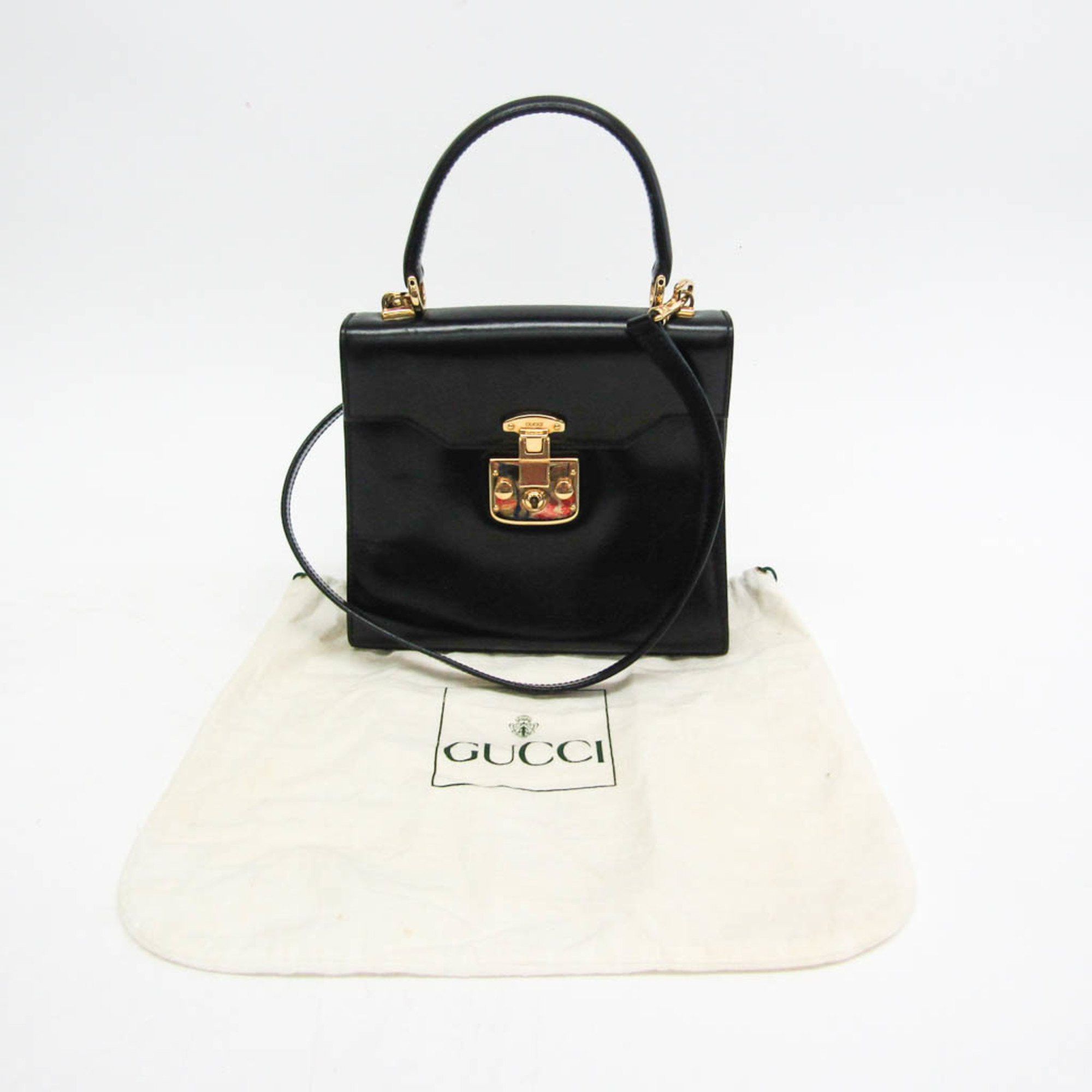 Gucci Old Black Leather Handbag (Pre-Owned) Size ONE SIZE - 6 Thumbnail