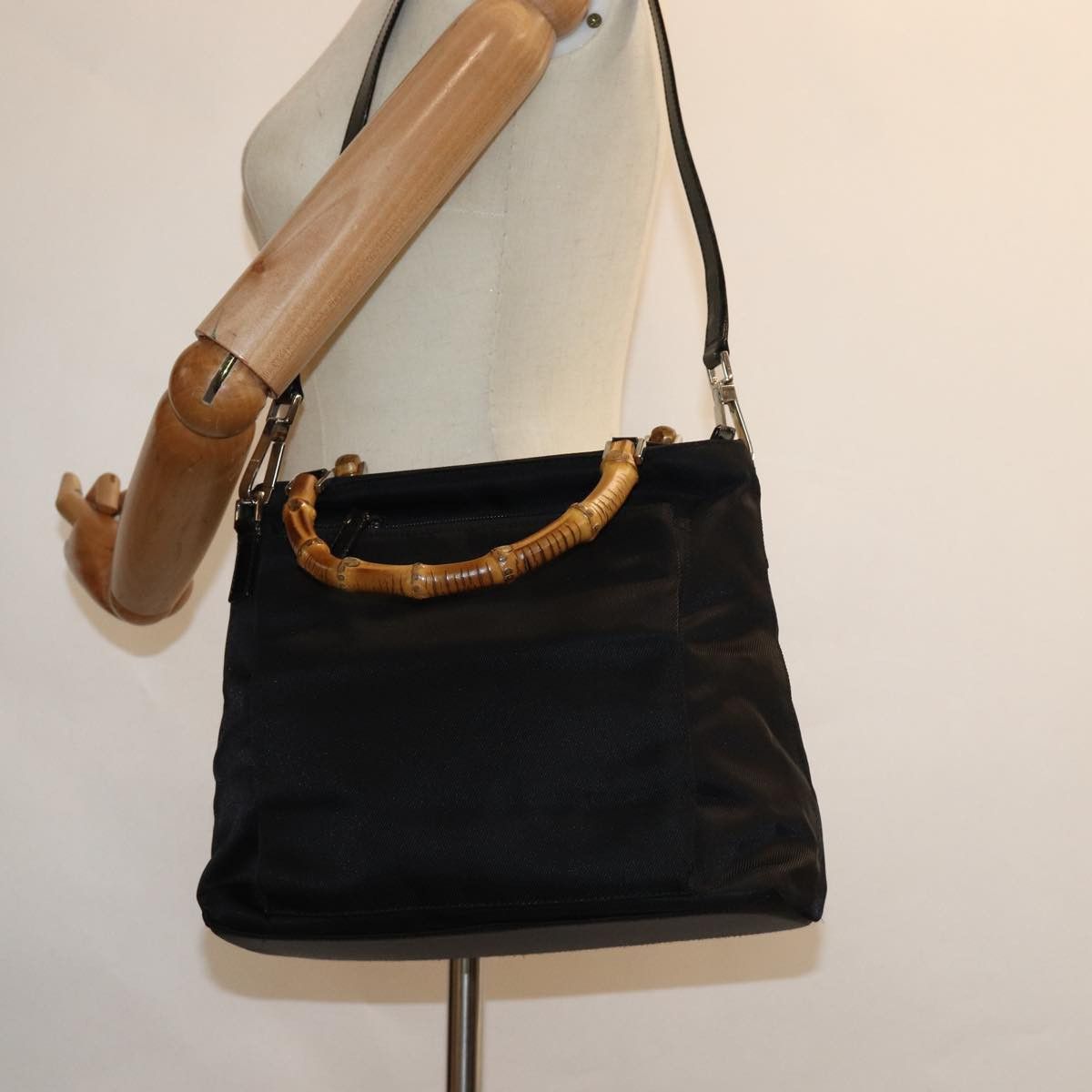 Gucci Bamboo Black Synthetic Handbag (Pre-Owned) Size ONE SIZE - 7 Thumbnail