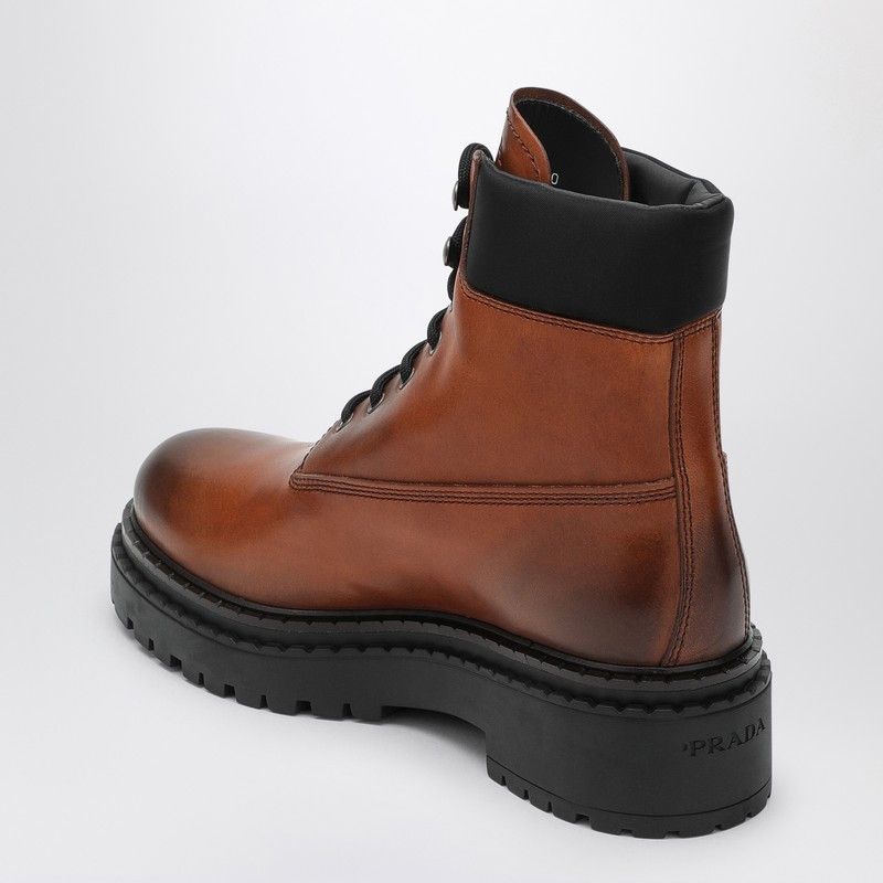 Prada Prada Cognac-Coloured Ankle Boots In Leather And Re-Nylon Size US 6 / IT 36 - 4 Thumbnail