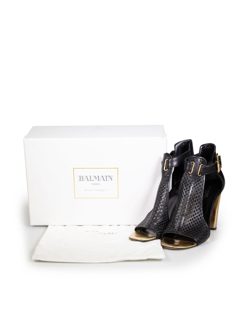 Balmain Black Leather Perforated Sandals Size US 10 / IT 40 - 13 Thumbnail