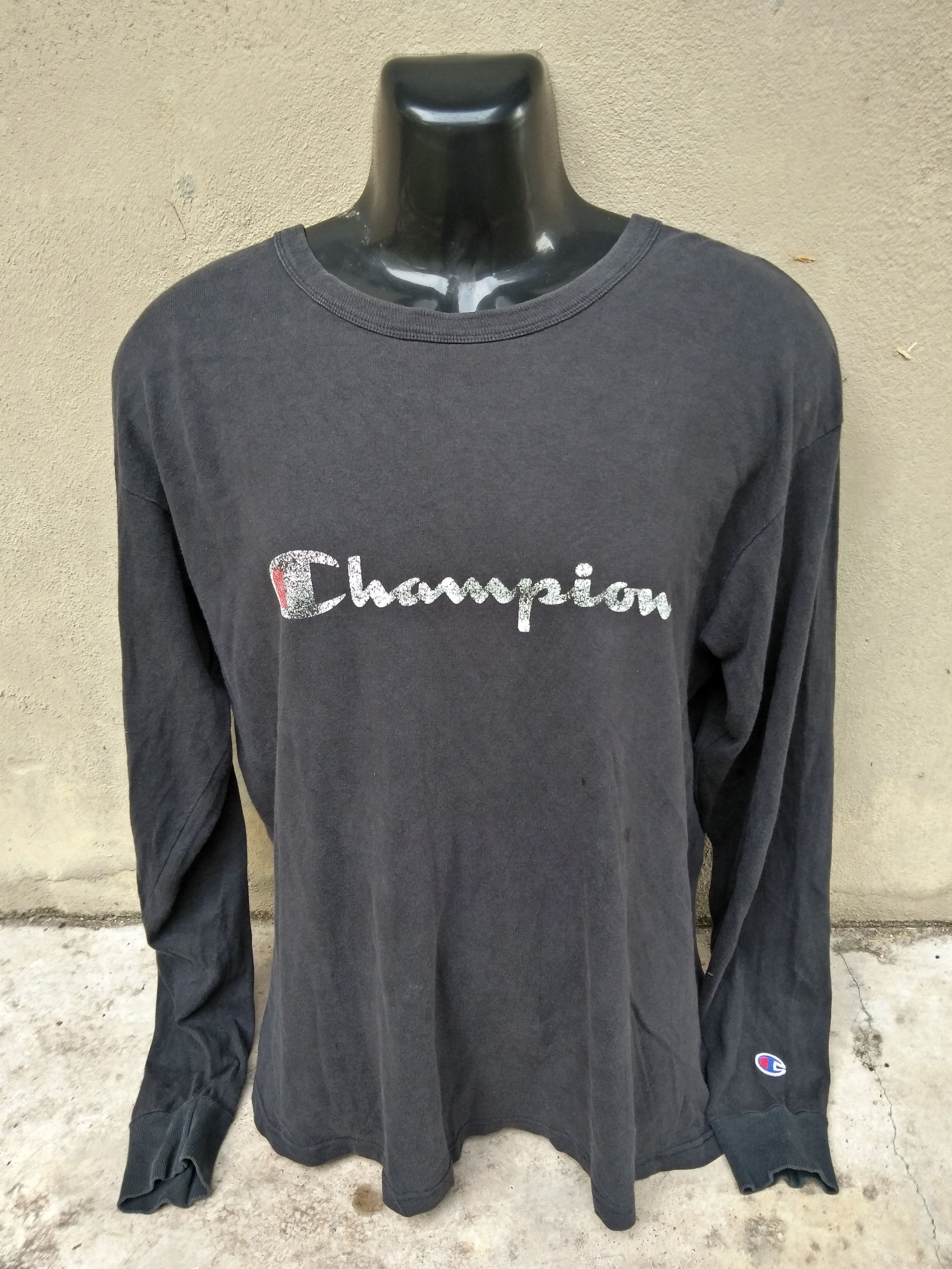 Champion × Vintage 💥💥Vintage 90s Champion Big Logo Sunfaded T Shirt Size US L / EU 52-54 / 3 - 1 Thumbnail