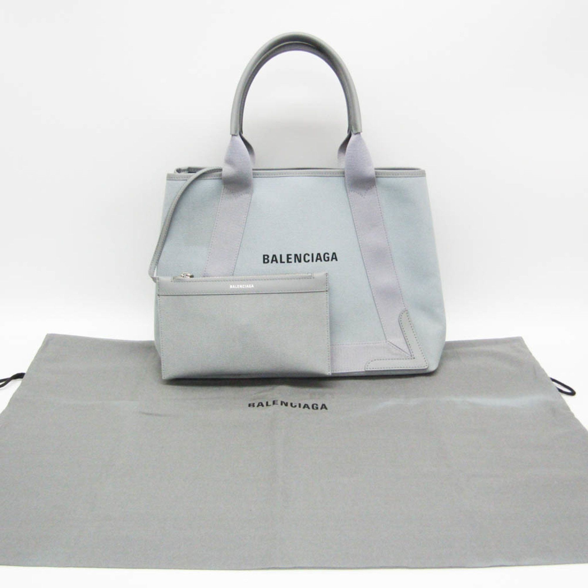 Balenciaga Navy Cabas Grey Leather Tote Bag (Pre-Owned) Size ONE SIZE - 4 Thumbnail