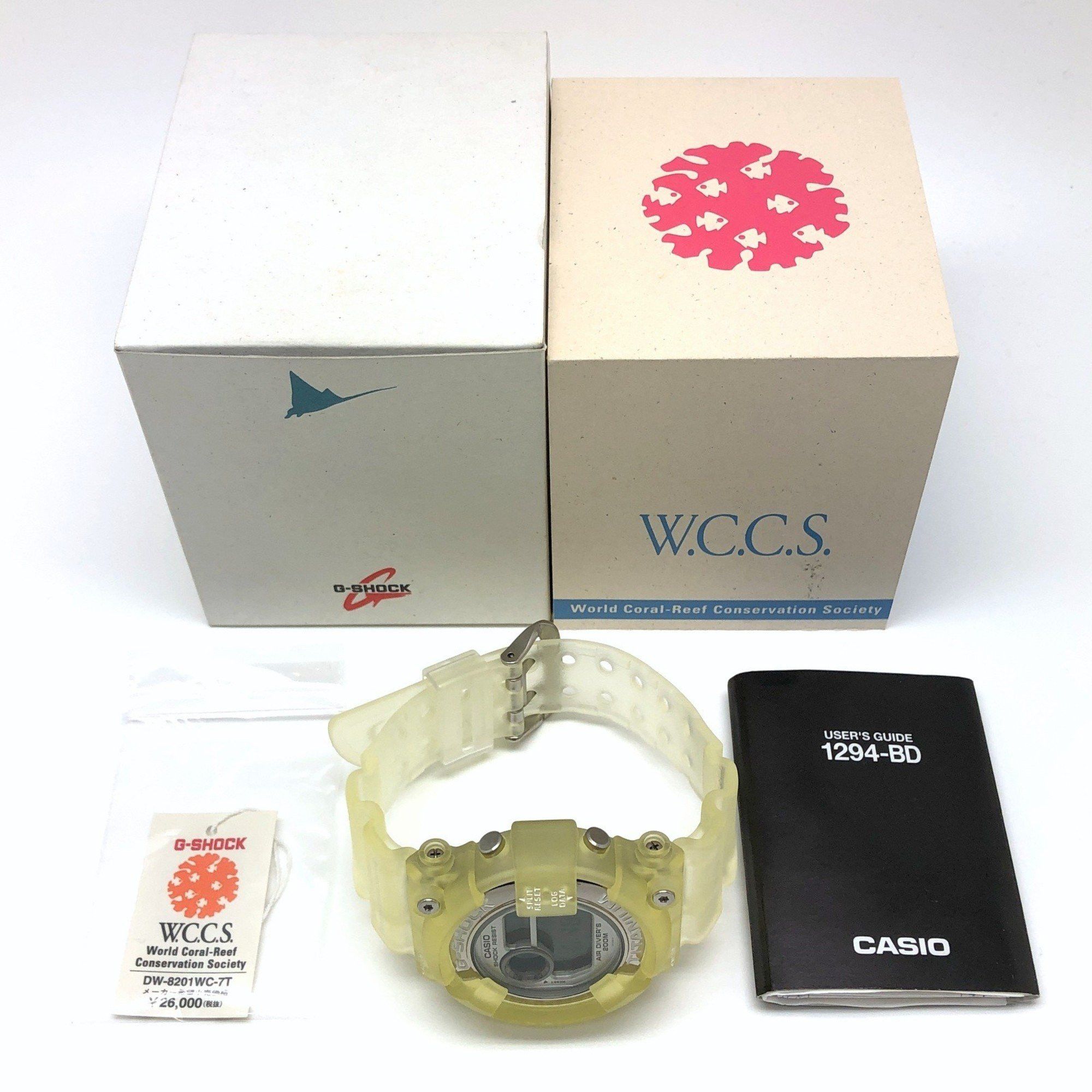 Casio G-SHOCK CASIO Watch DW-8201WC-7T FROGMAN W.C.C.S. Triple Manta EL  Titanium Case World Coral Reef Conservation Society White Skeleton Released  June 1998 Mikunigaoka Store IT2DSWMEZ000 | Grailed