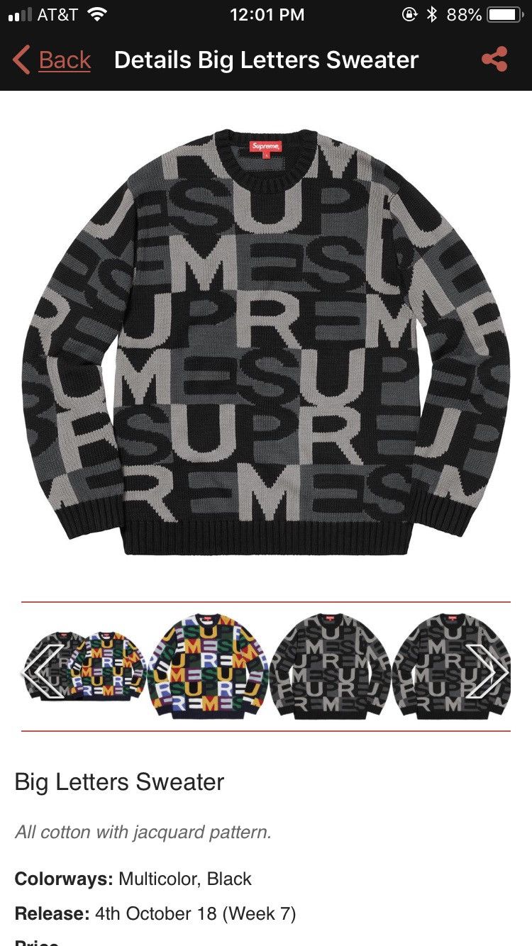 Supreme big letters sweater multicolor 4.0 discount