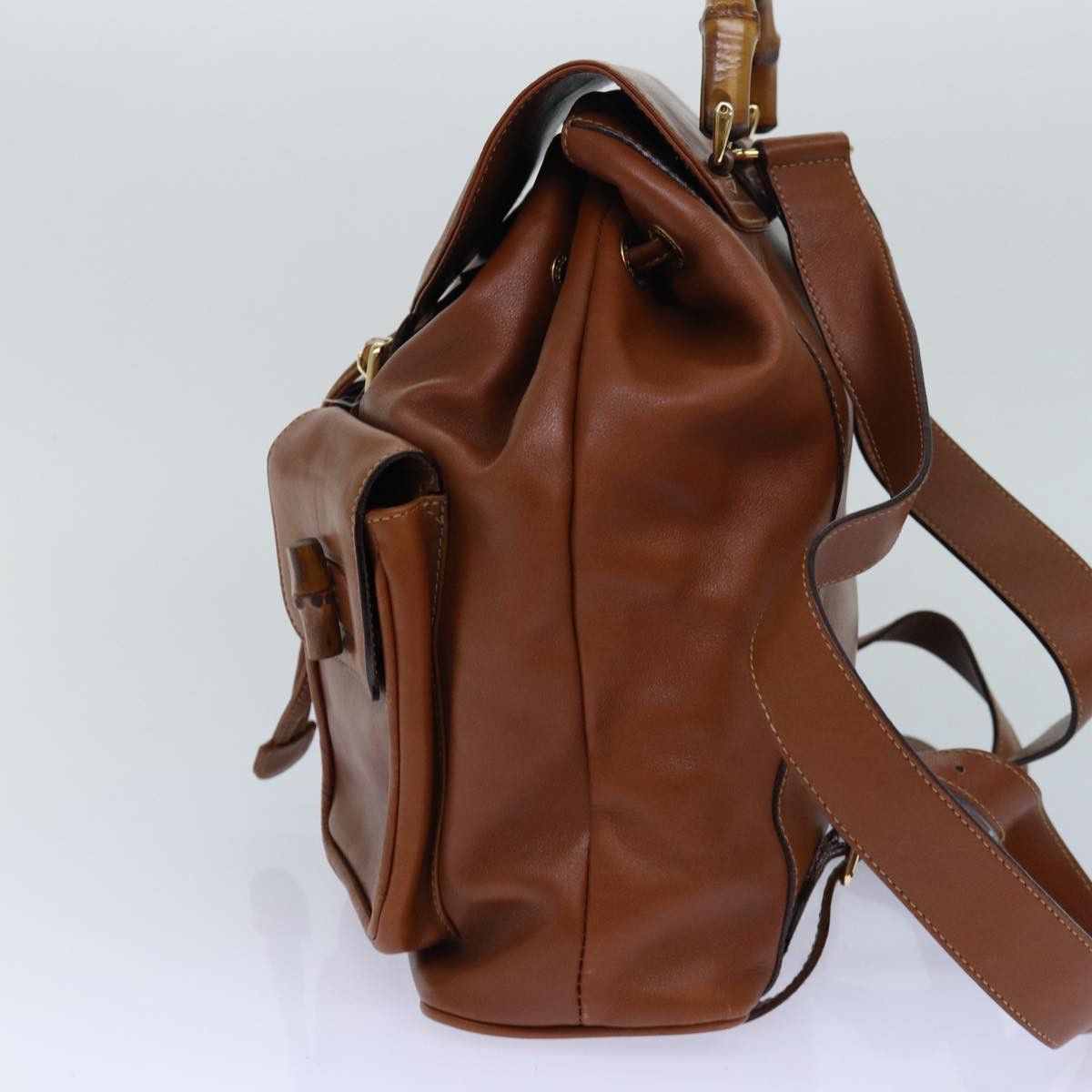 Gucci Bamboo Brown Leather Backpack Bag (Pre-Owned) Size ONE SIZE - 10 Thumbnail
